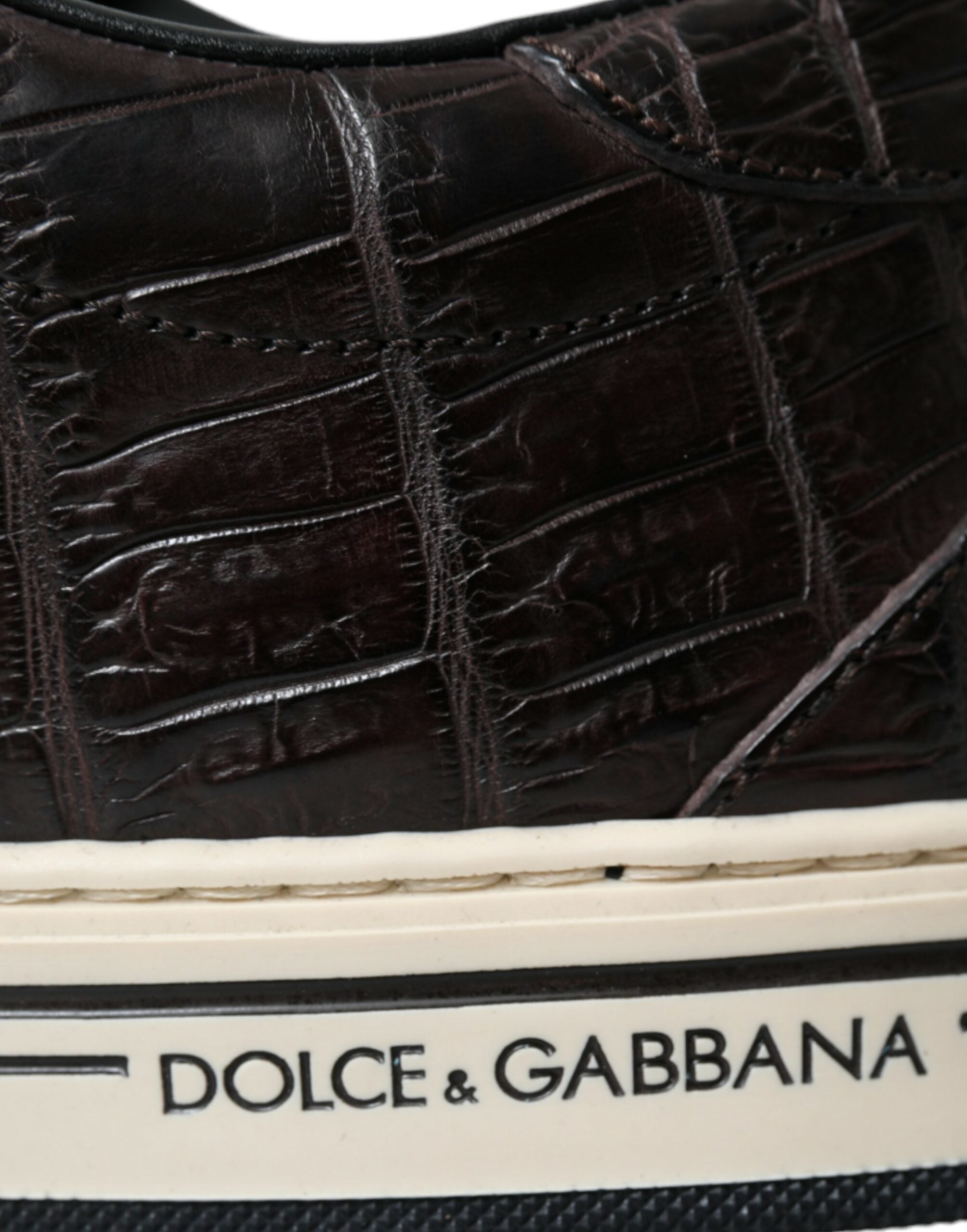 Dolce & Gabbana Bruna Krokodil Exotiska Läder Herr Casual Sneakers Skor