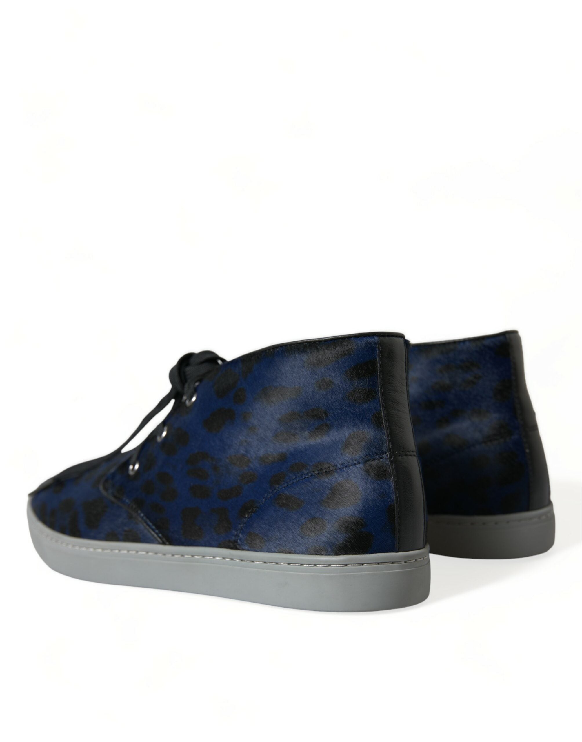 Dolce & Gabbana Blå Kalvskinn Leopard Mellanstora Sneakers Skor
