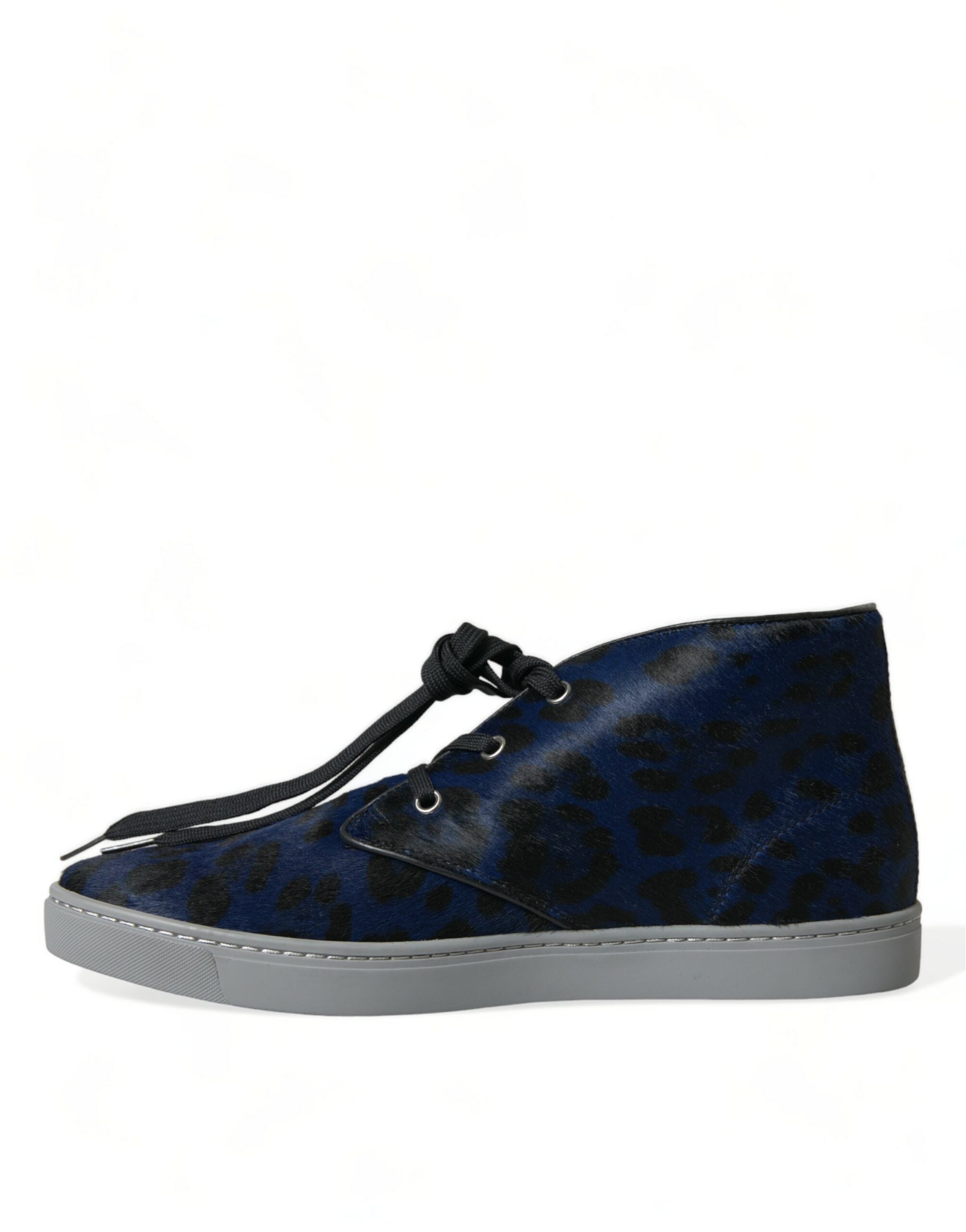 Dolce & Gabbana Blå Kalvskinn Leopard Mellanstora Sneakers Skor