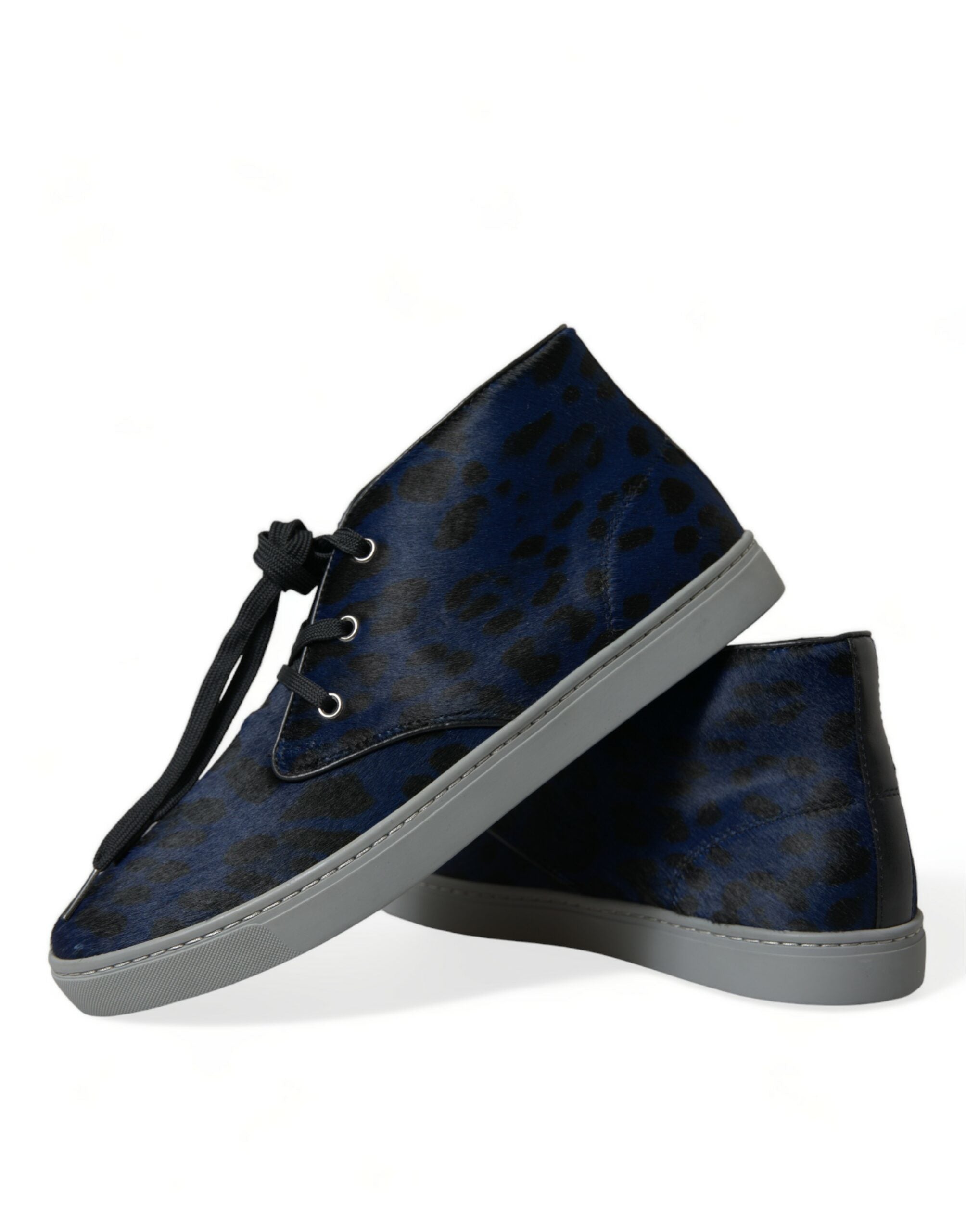 Dolce & Gabbana Blå Kalvskinn Leopard Mellanstora Sneakers Skor
