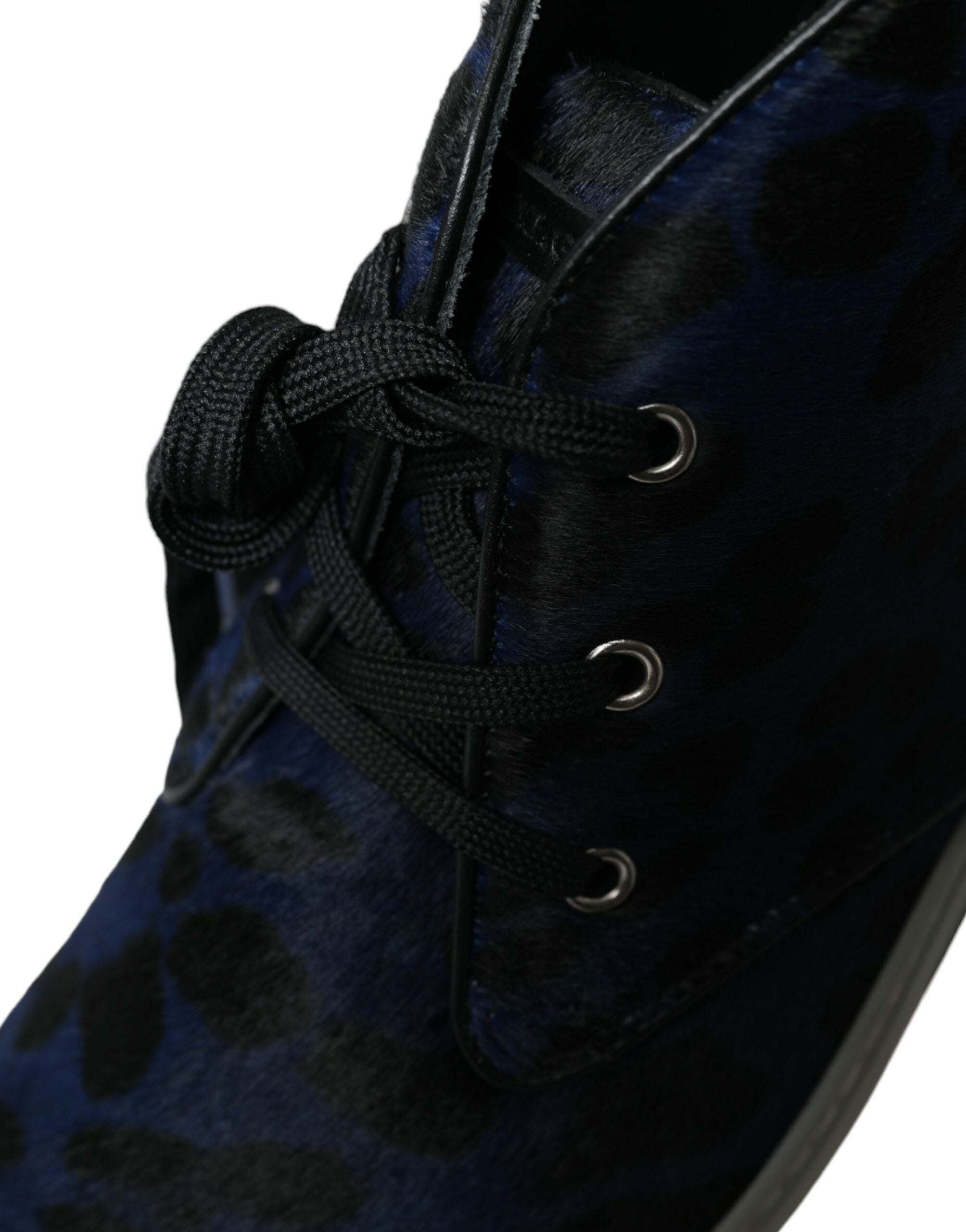 Dolce & Gabbana Blå Kalvskinn Leopard Mellanstora Sneakers Skor