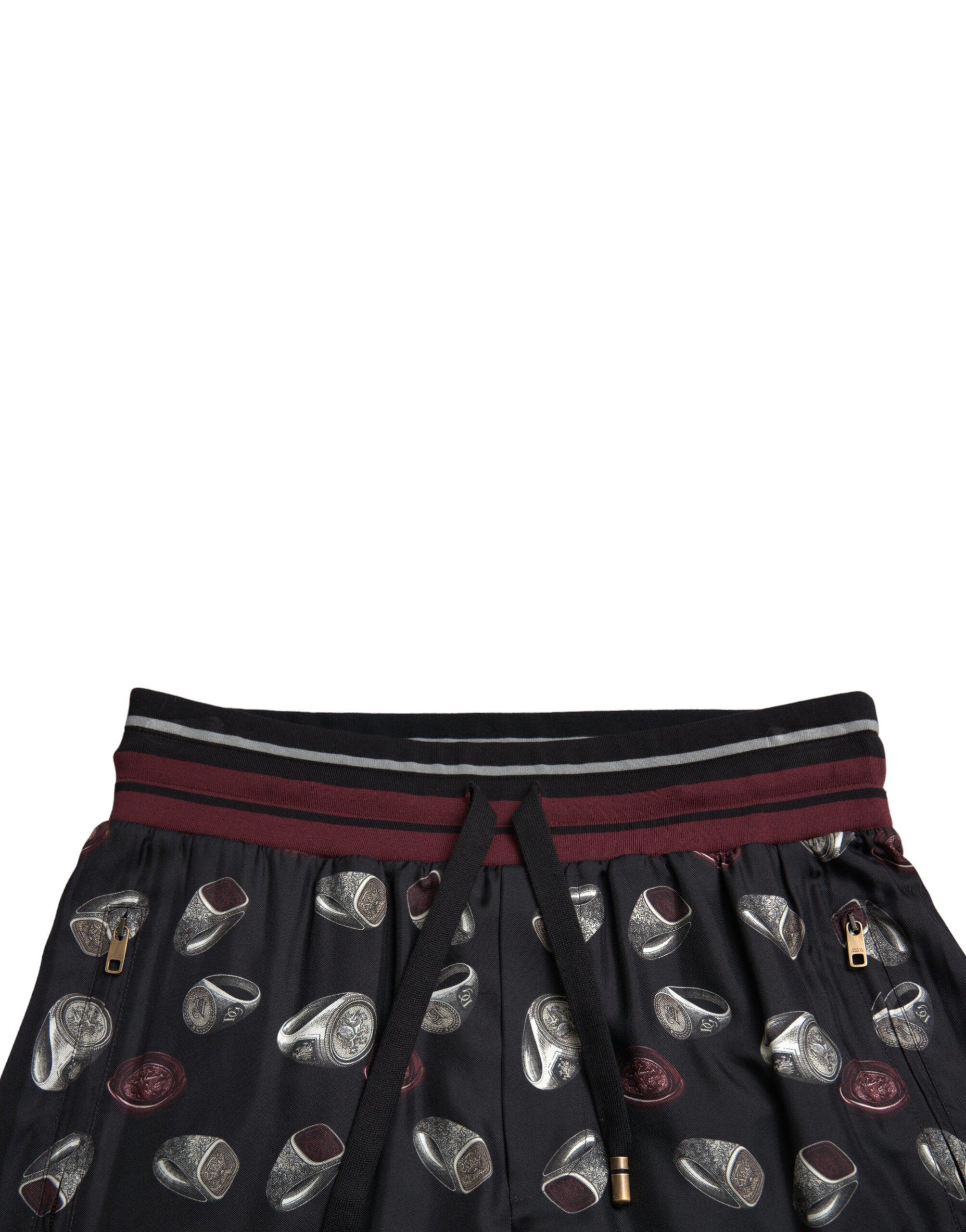 Dolce & Gabbana Black Ring Silk Jogging Trousers Pants