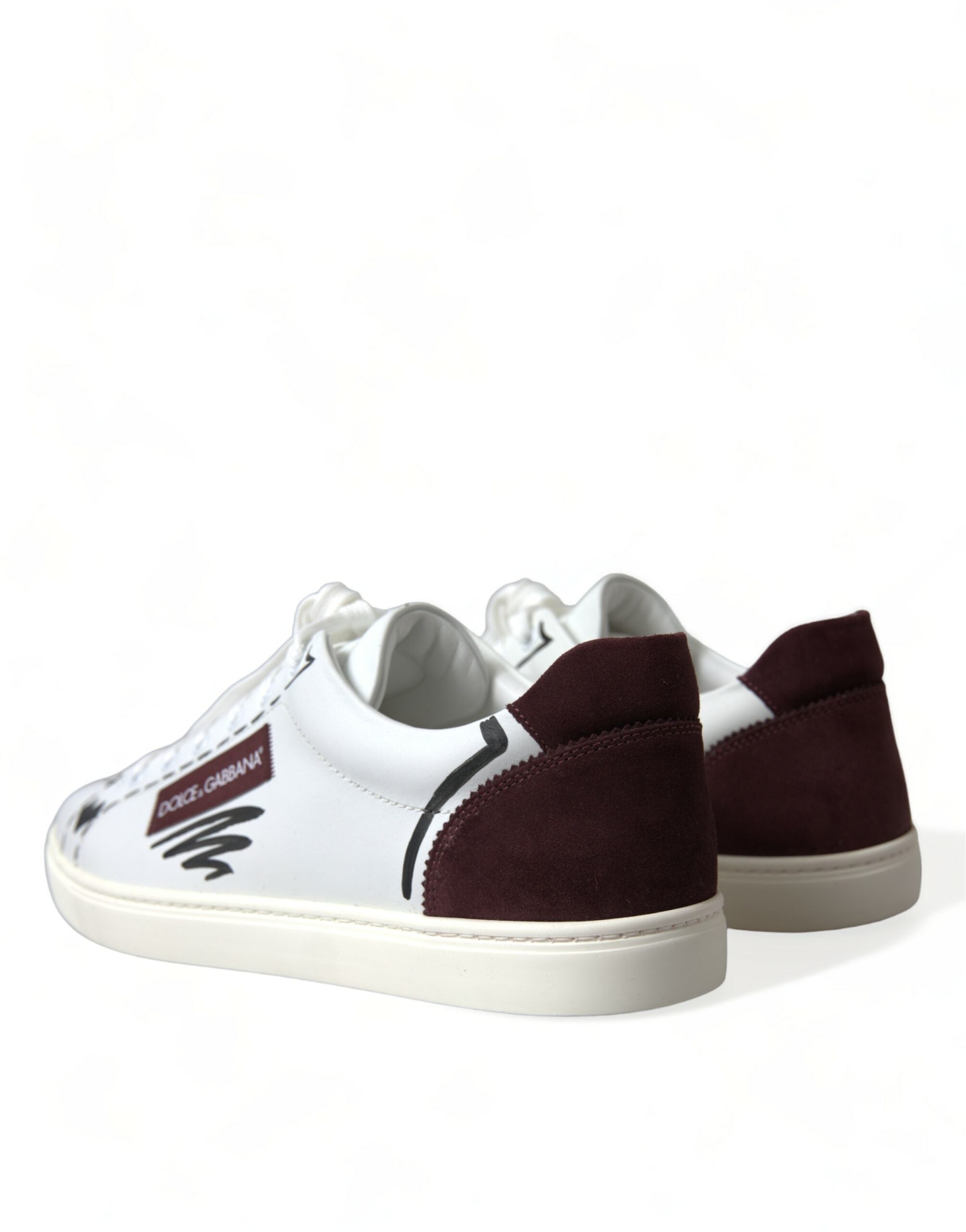 Dolce & Gabbana Vita Bordeaux Läder Logotyp Låga Sneakers Skor