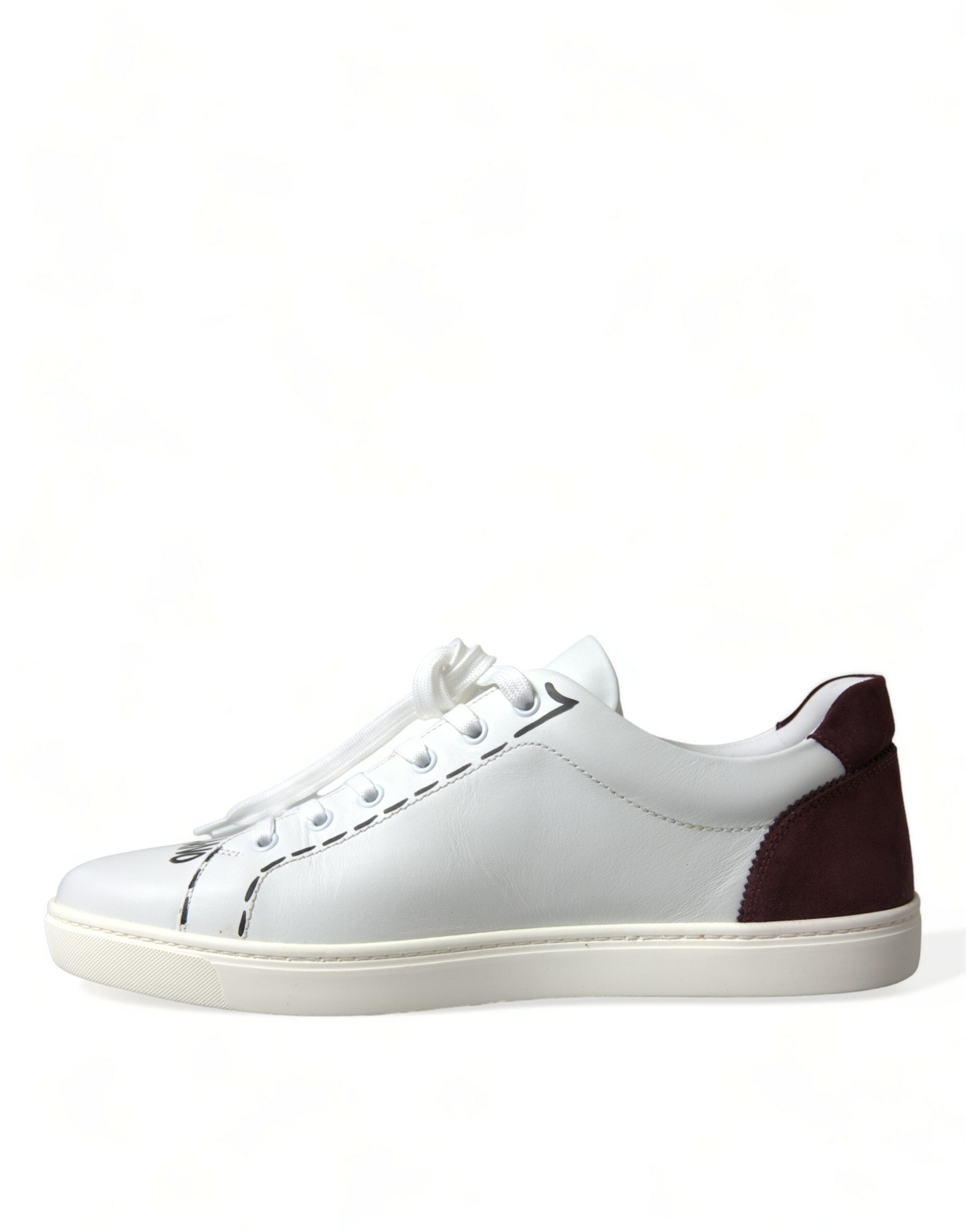 Dolce & Gabbana Vita Bordeaux Läder Logotyp Låga Sneakers Skor