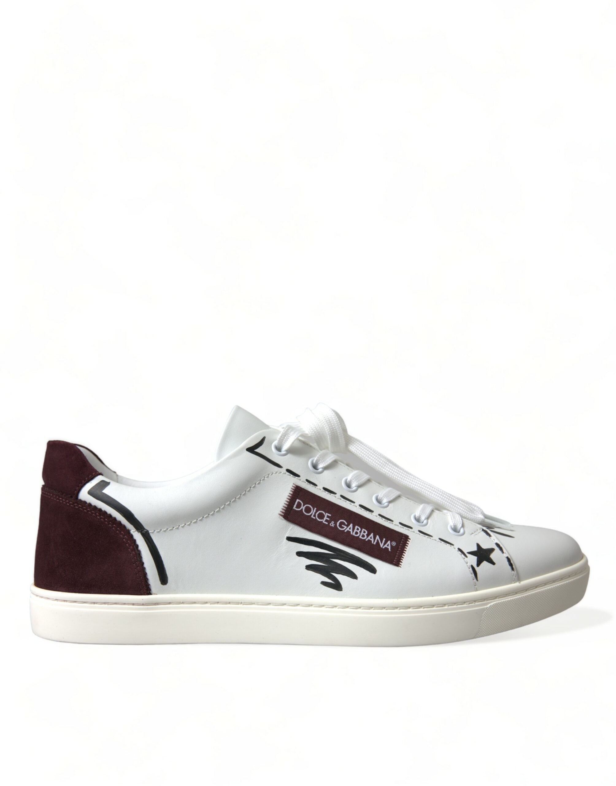 Dolce & Gabbana Vita Bordeaux Läder Logotyp Låga Sneakers Skor