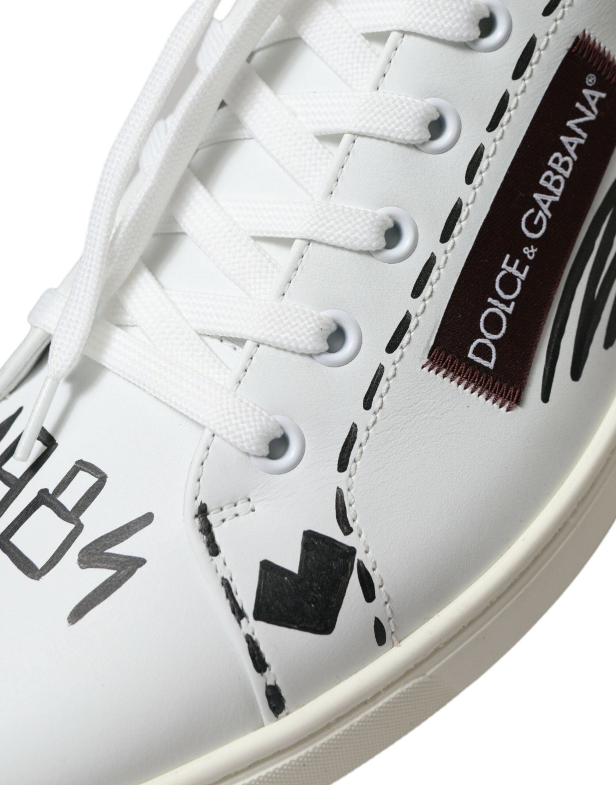 Dolce & Gabbana Vita Bordeaux Läder Logotyp Låga Sneakers Skor