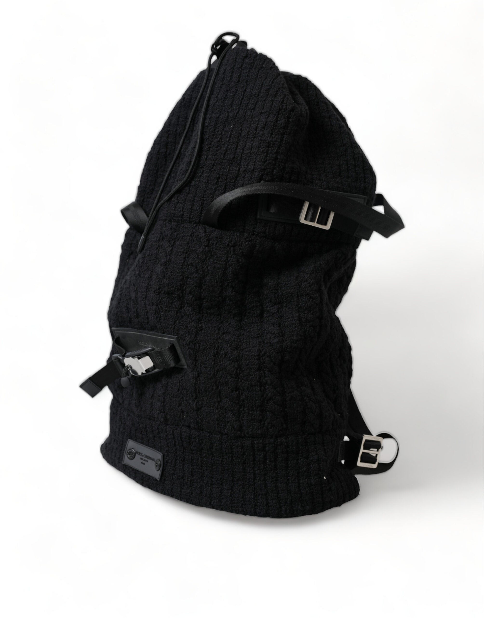 Dolce & Gabbana Svart Silver Ull Zaino Tricot Ryggsäck Herrväska