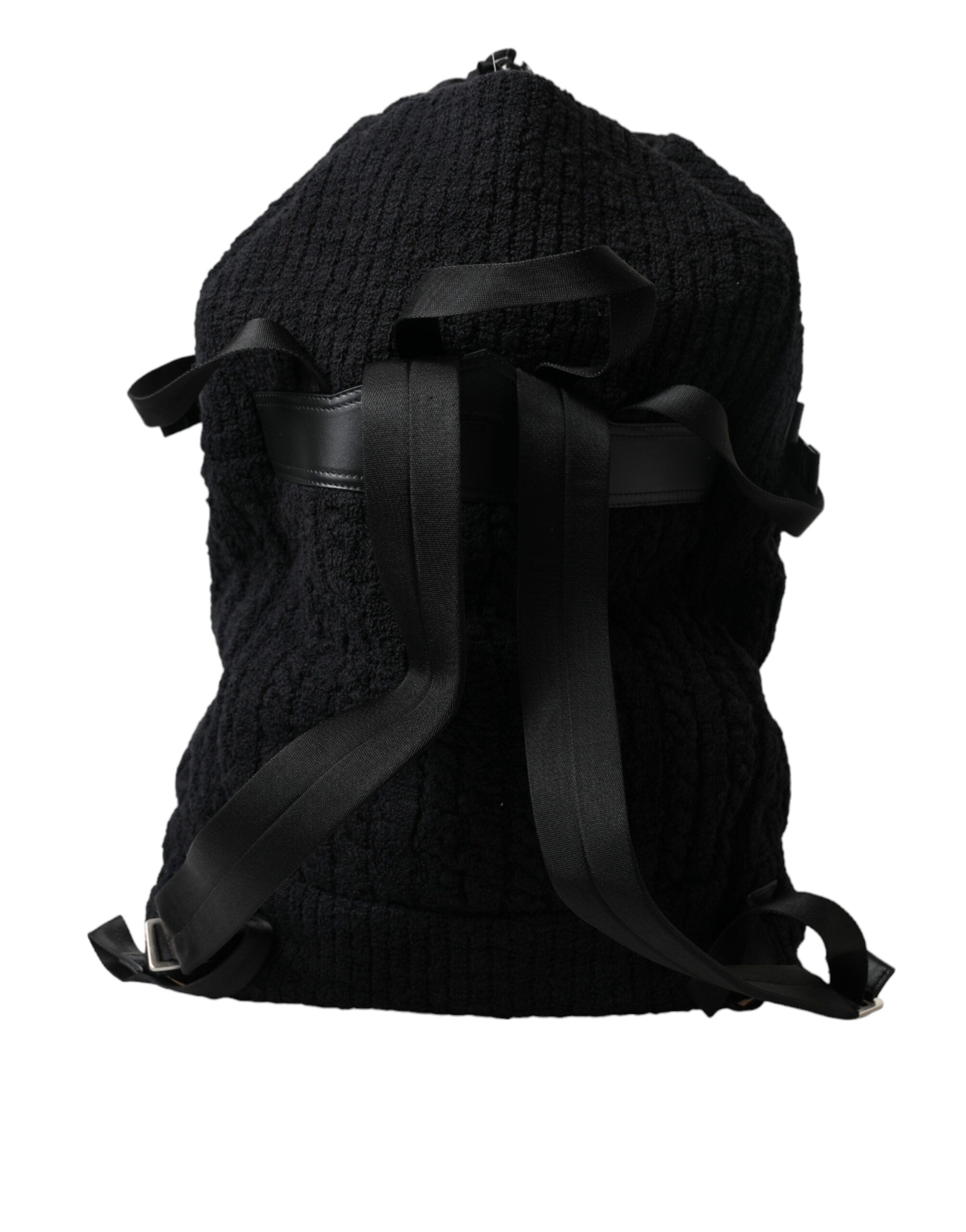 Dolce & Gabbana Svart Silver Ull Zaino Tricot Ryggsäck Herrväska