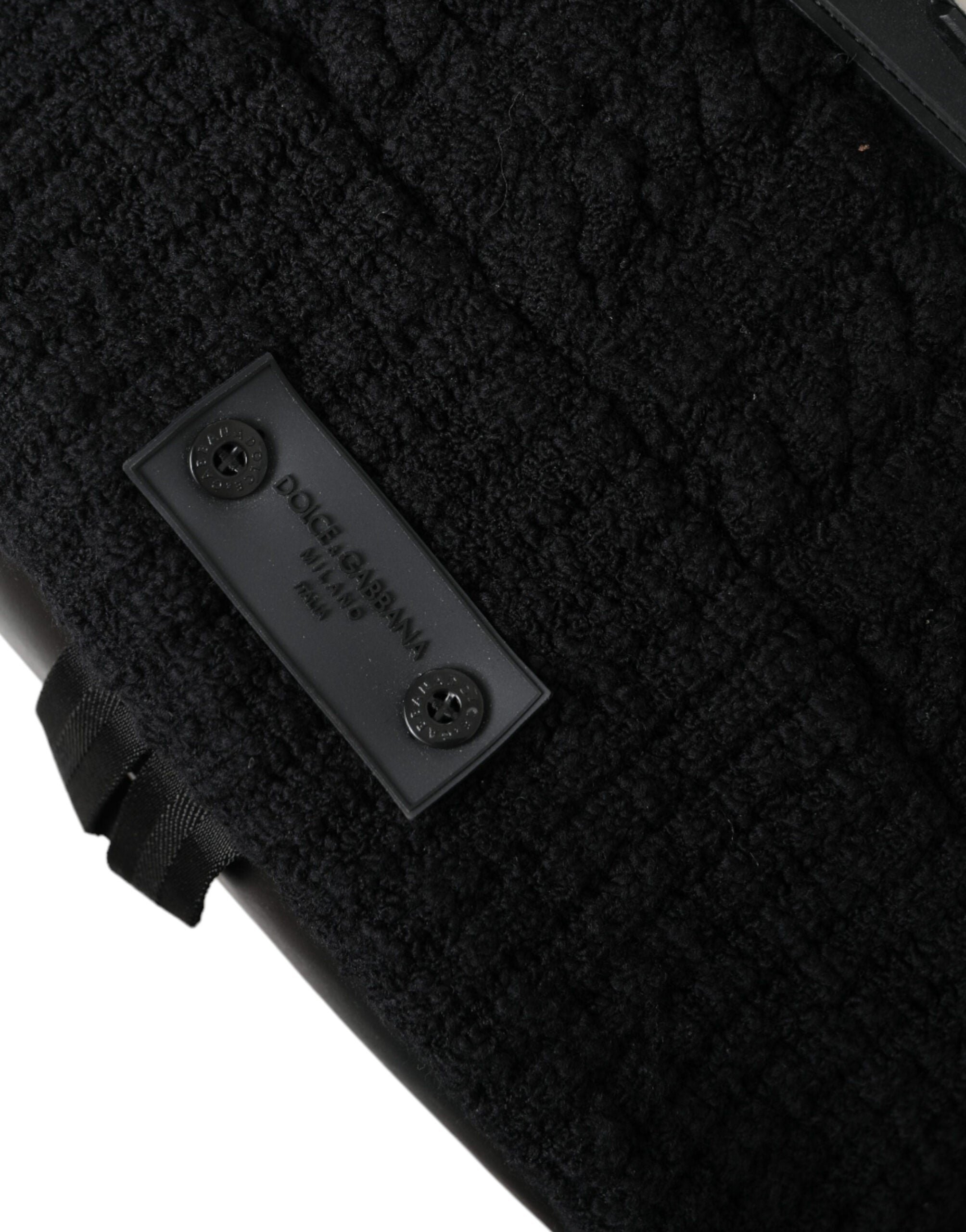 Dolce & Gabbana Svart Silver Ull Zaino Tricot Ryggsäck Herrväska