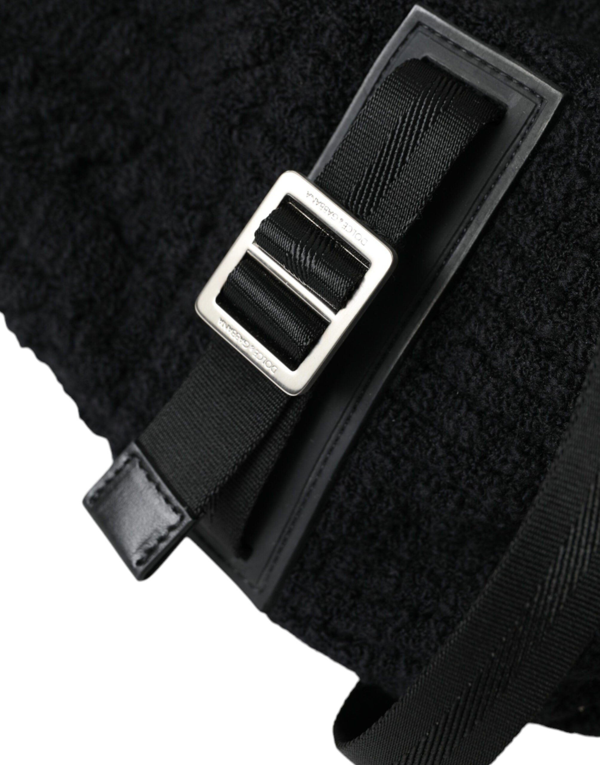 Dolce & Gabbana Svart Silver Ull Zaino Tricot Ryggsäck Herrväska