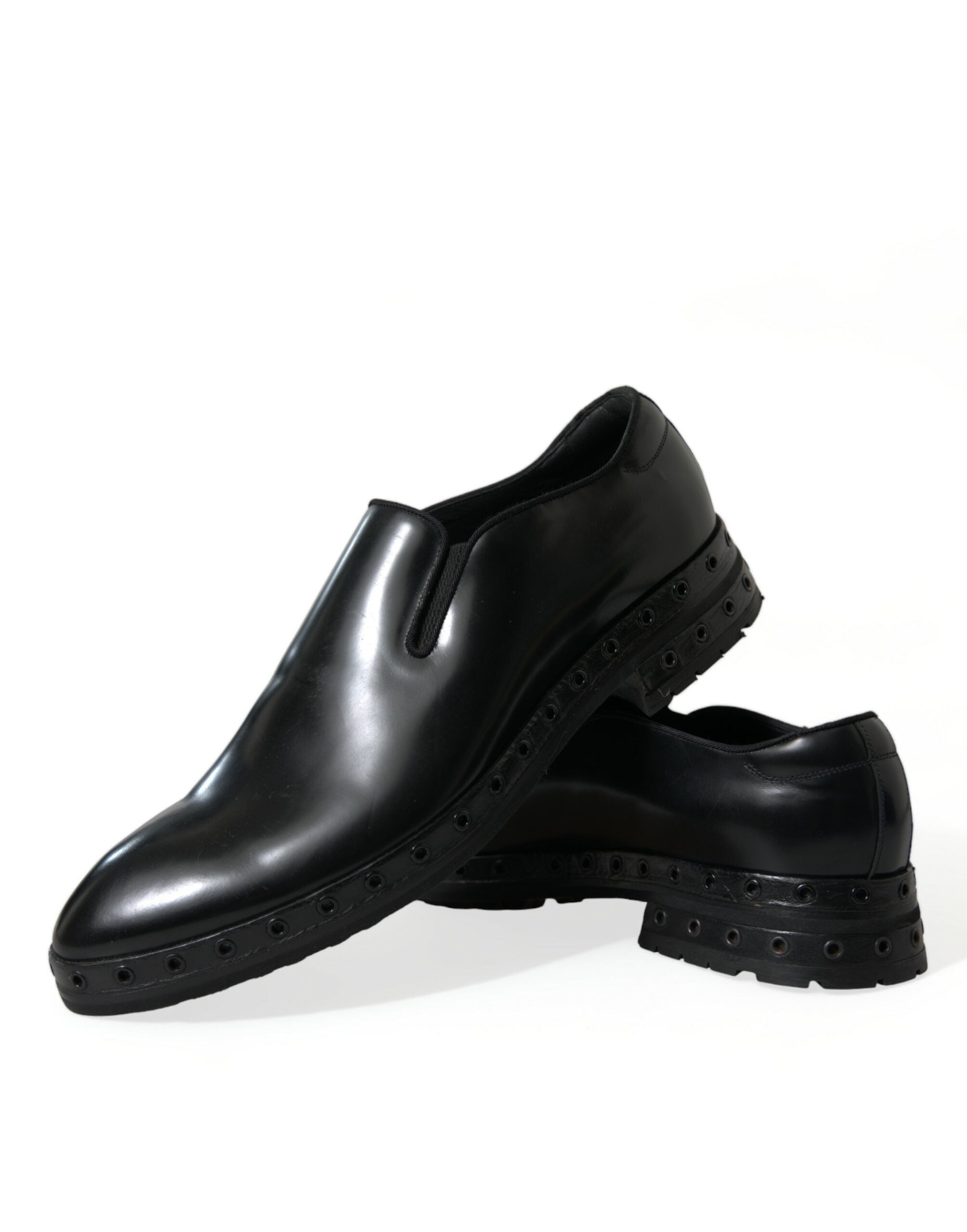 Dolce & Gabbana svarta loafers i läder med nitar, finskor