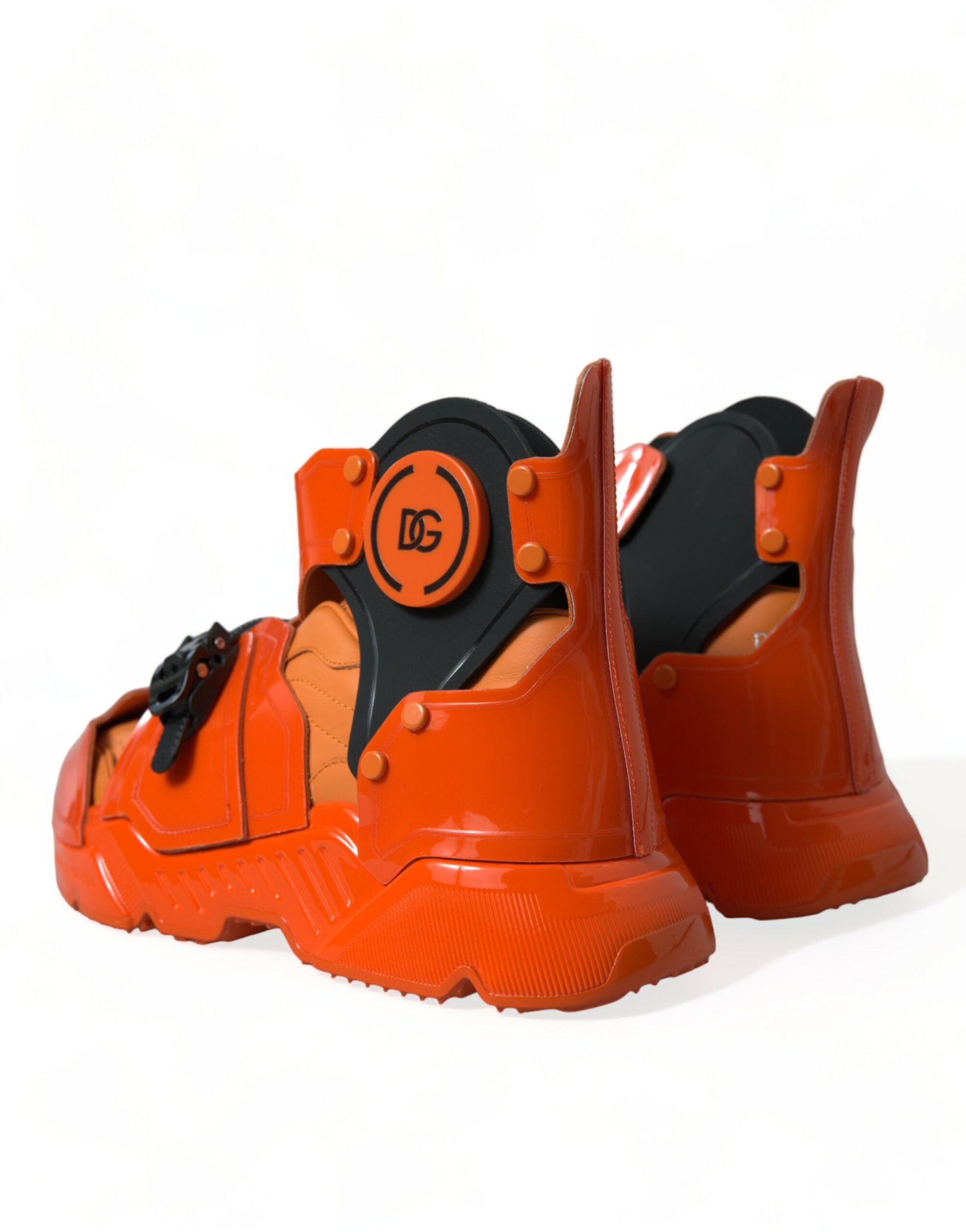 Dolce & Gabbana Orange Multi Panel Chunky High Top Sneakers Skor