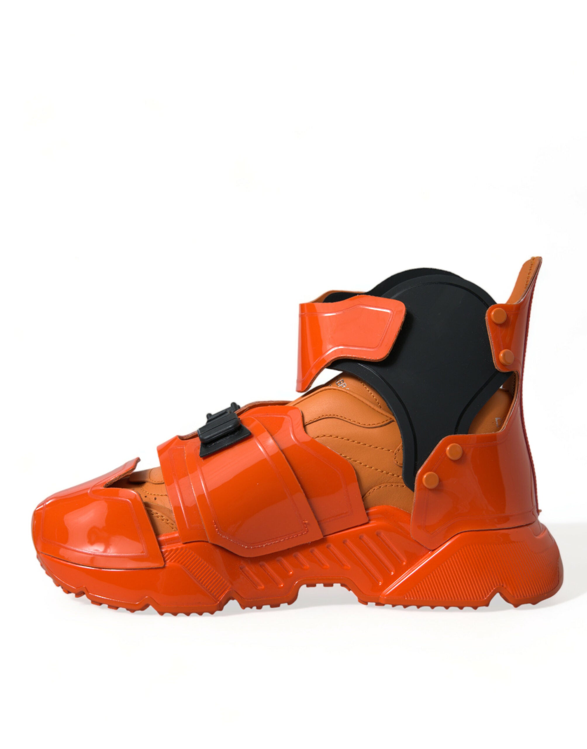 Dolce & Gabbana Orange Multi Panel Chunky High Top Sneakers Skor