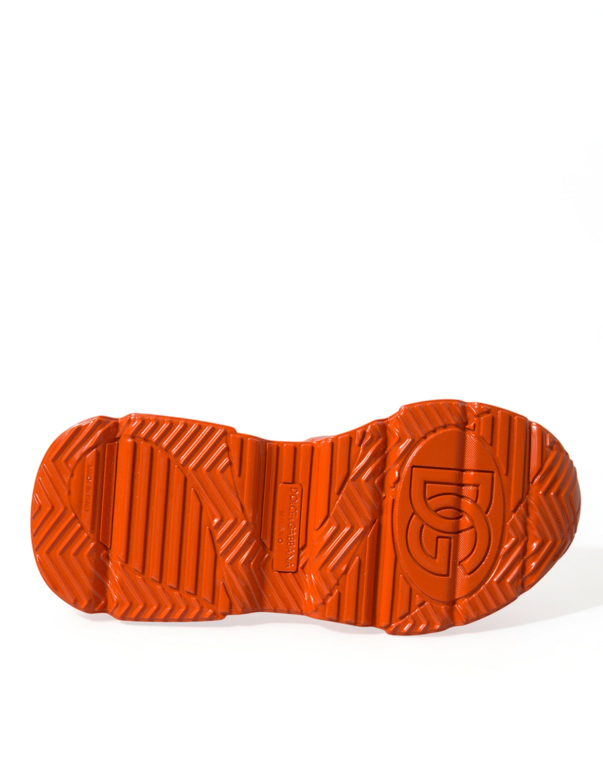 Dolce & Gabbana Orange Multi Panel Chunky High Top Sneakers Skor