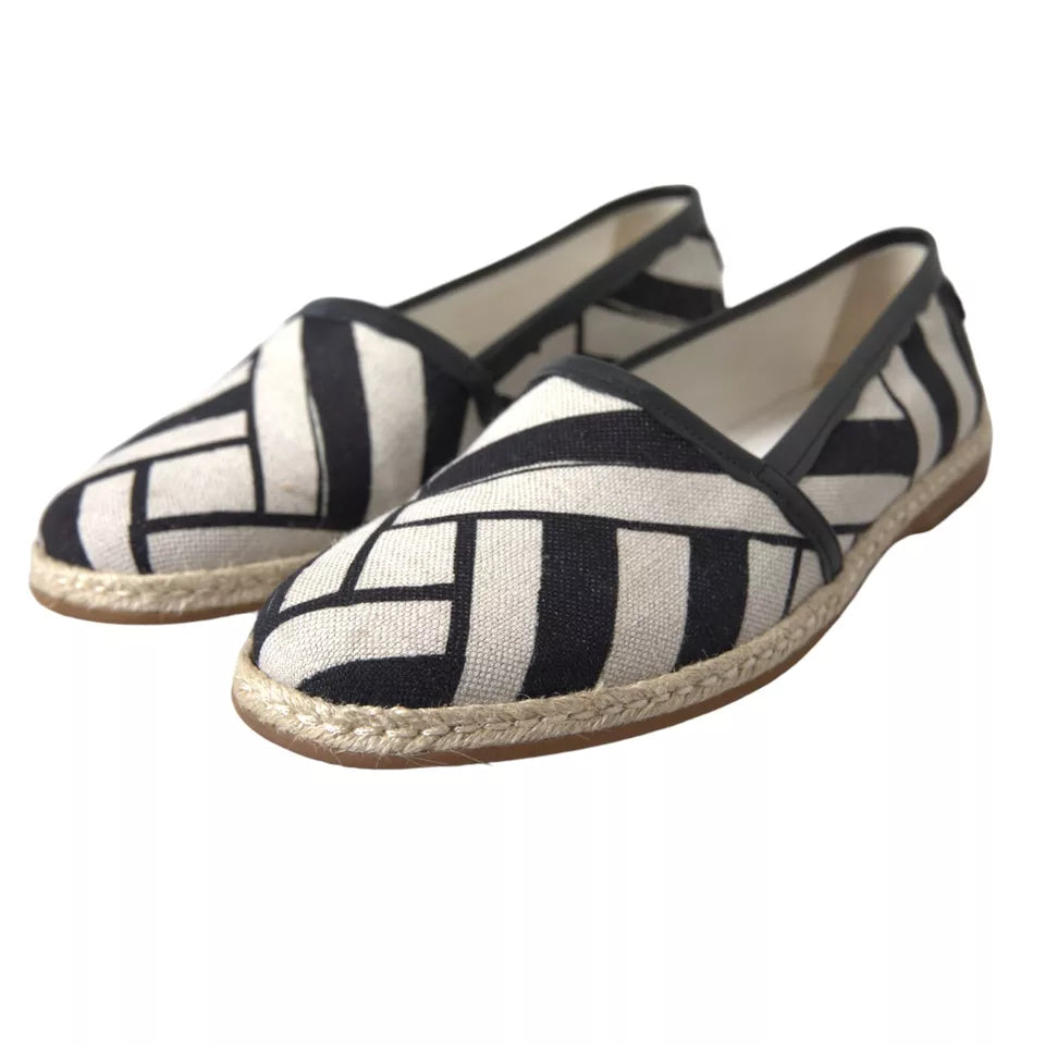 Dolce & Gabbana Svarta Vita Randiga Slip On Espadrilleskor