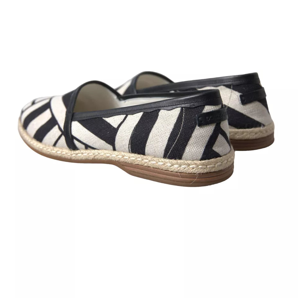 Dolce & Gabbana Svarta Vita Randiga Slip On Espadrilleskor