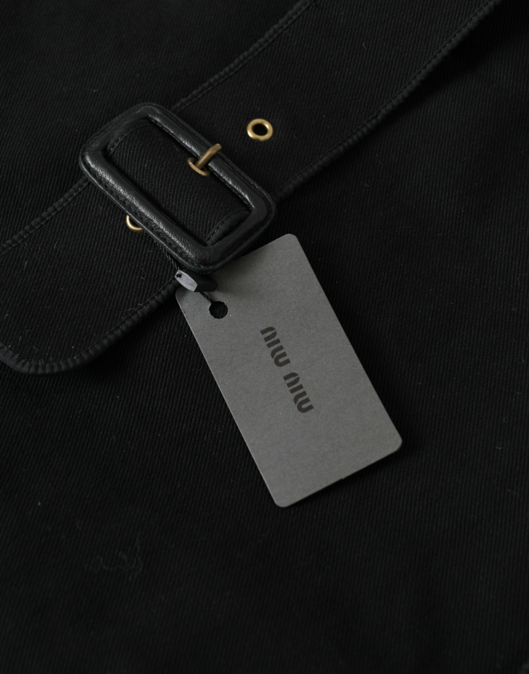 Miu Miu svart canvas denim logotyp axelväska