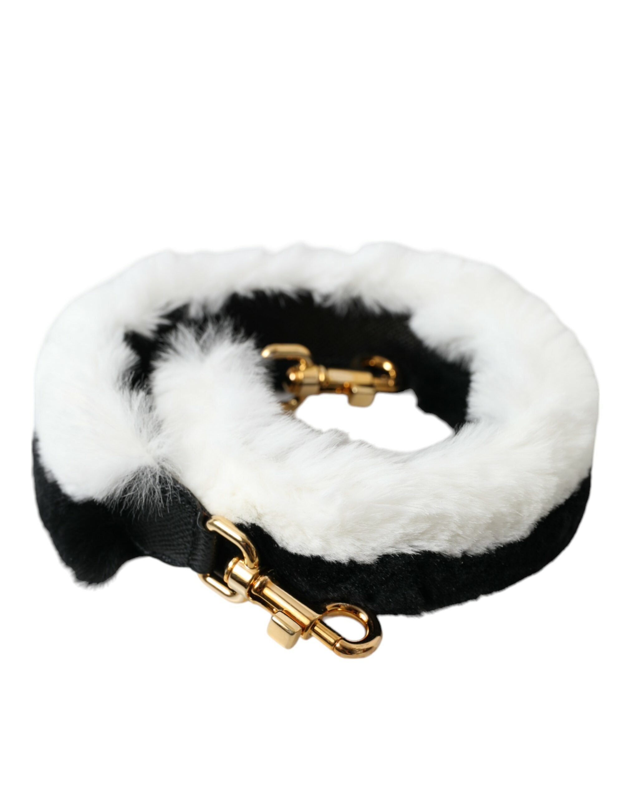 Dolce & Gabbana Svartvit Lapin Pälstillbehör Axelrem