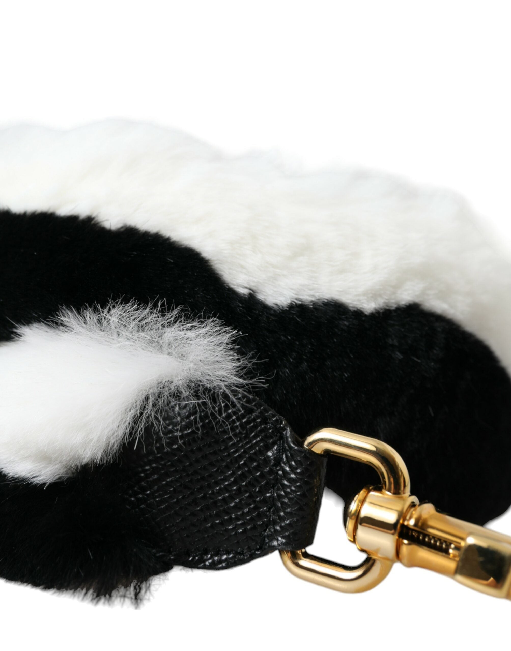 Dolce & Gabbana Svartvit Lapin Pälstillbehör Axelrem