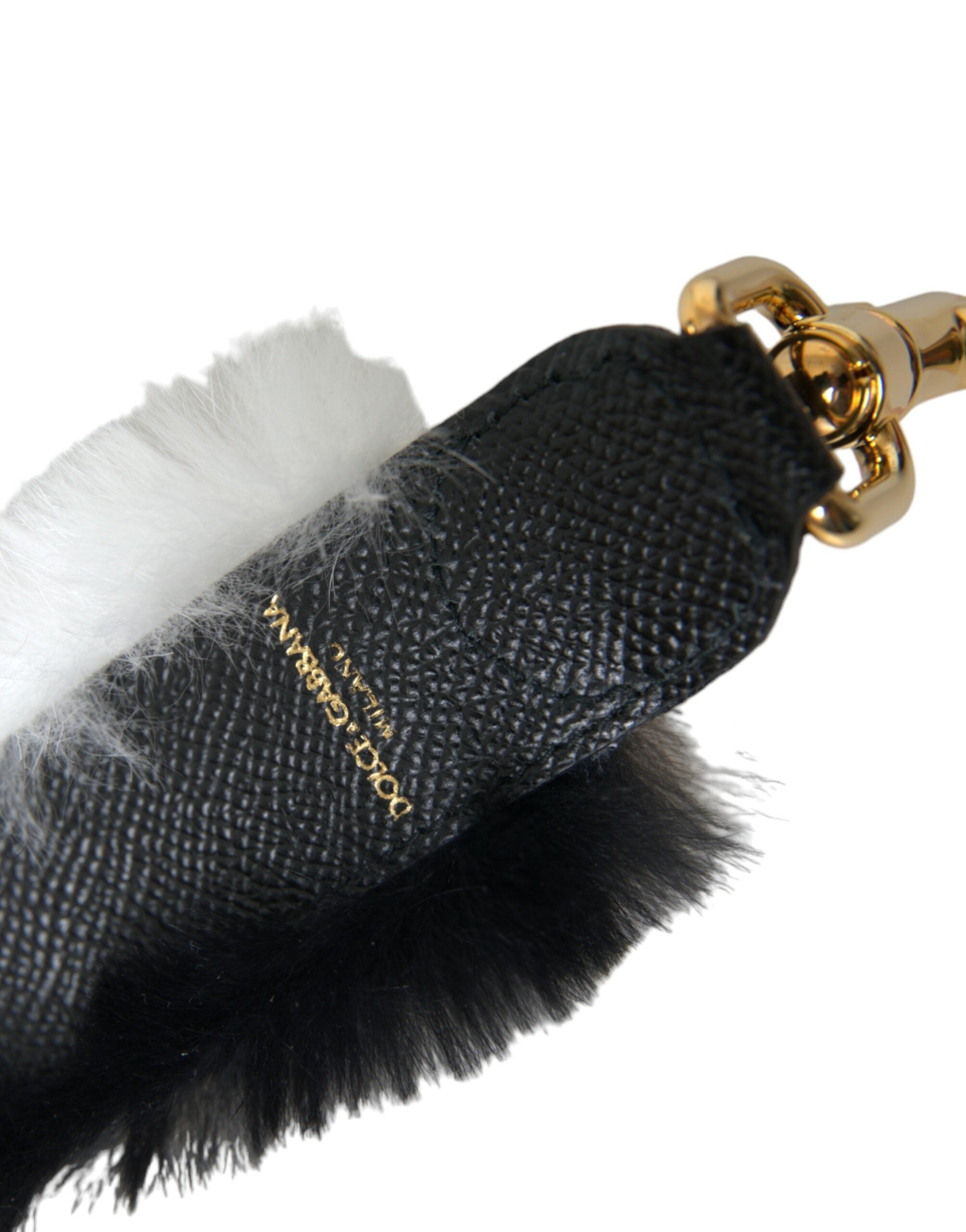 Dolce & Gabbana Svartvit Lapin Pälstillbehör Axelrem