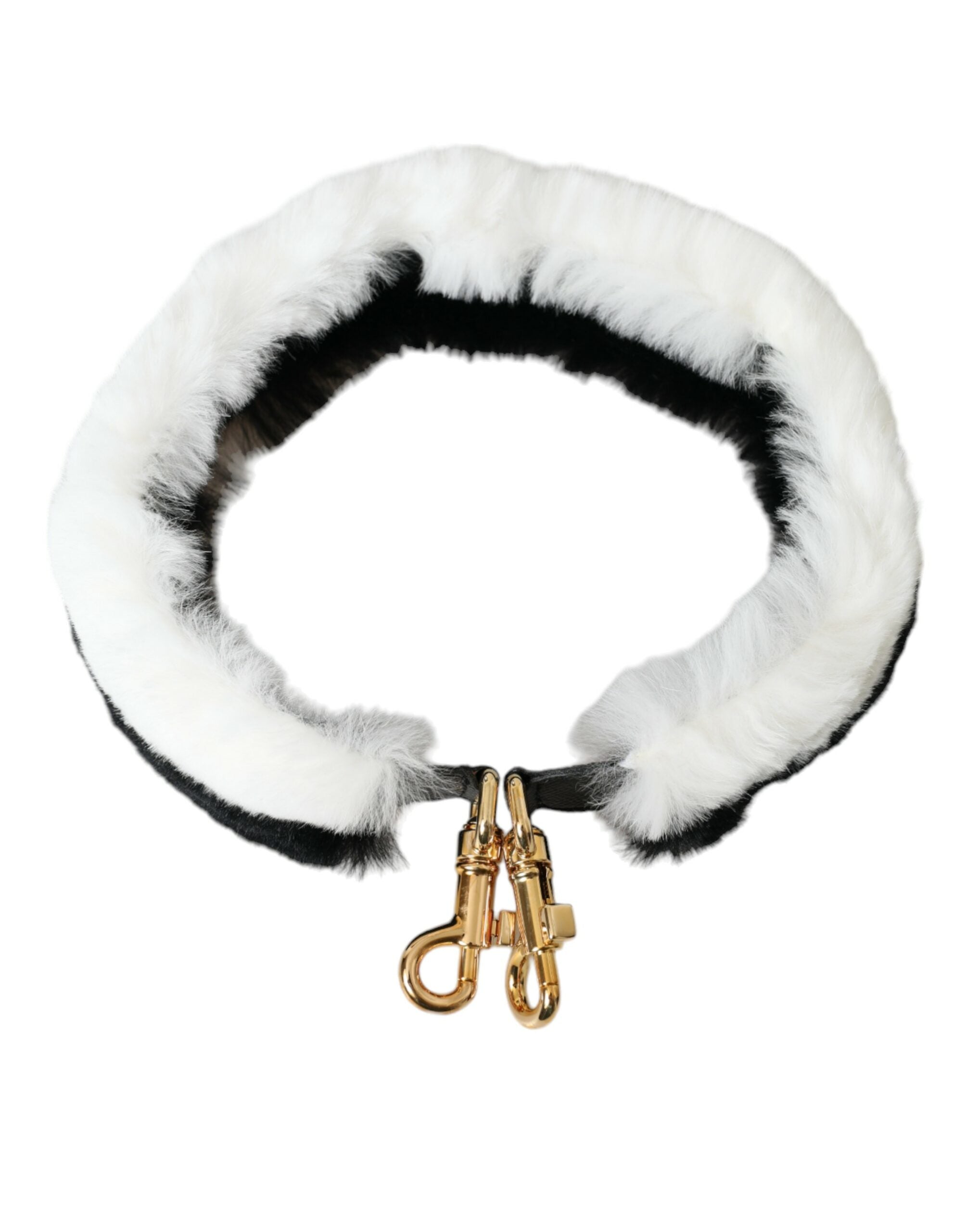 Dolce & Gabbana Svartvit Lapin Pälstillbehör Axelrem