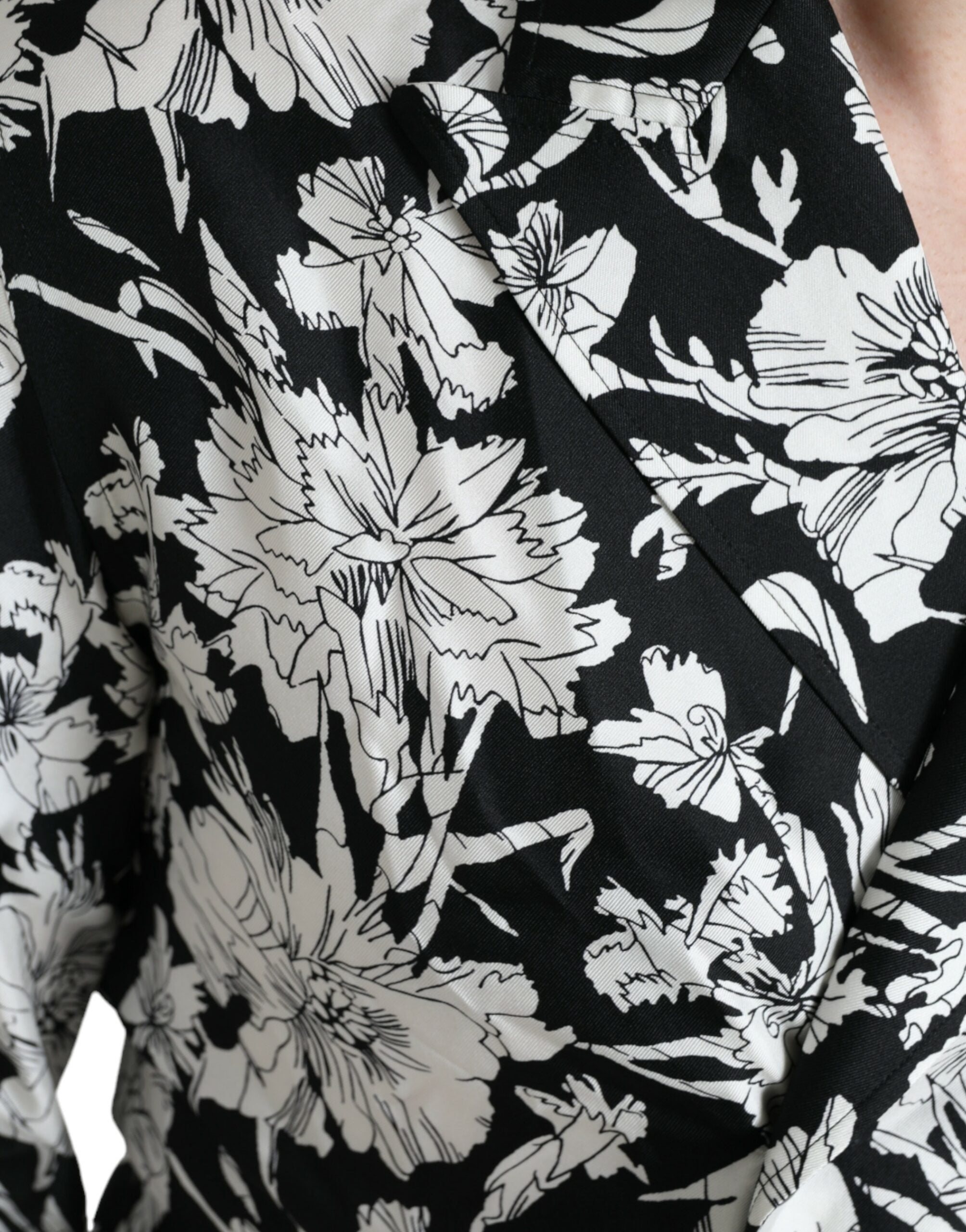 Dolce & Gabbana Svartvit Blommig Skjorta med Knappar