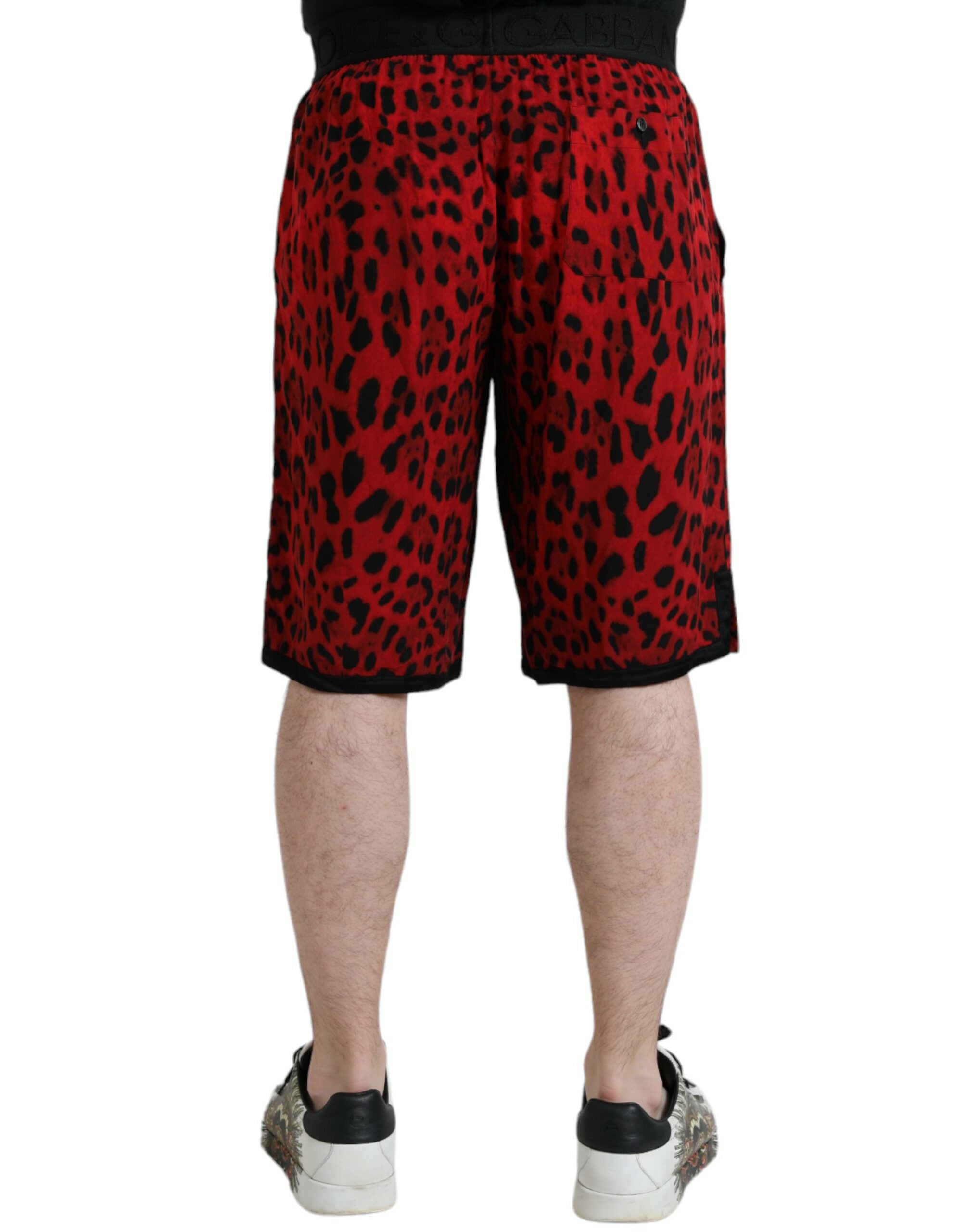 Dolce & Gabbana Röda Leopardmönstrade Viskos Bermudashorts