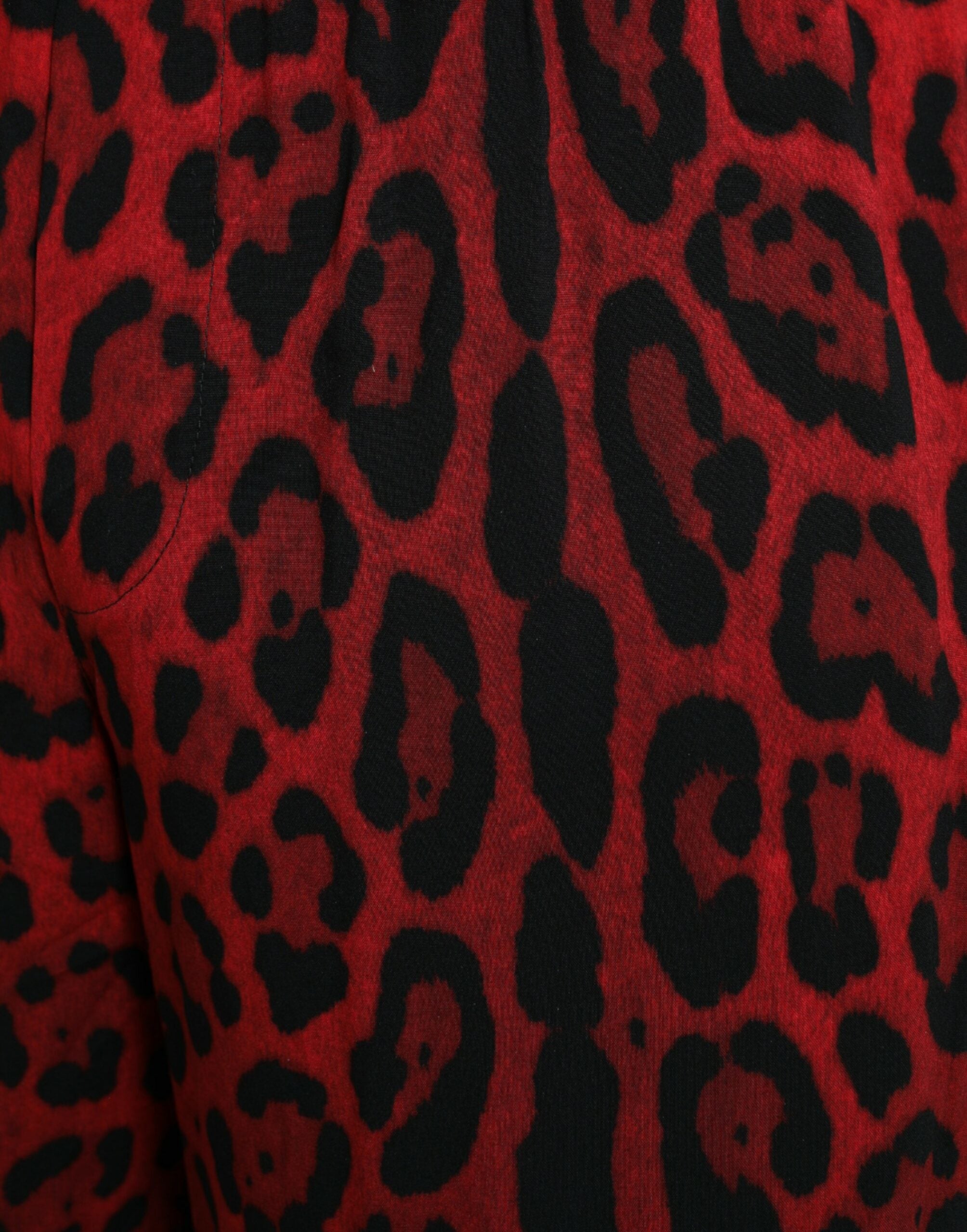 Dolce & Gabbana Röda Leopardmönstrade Viskos Bermudashorts