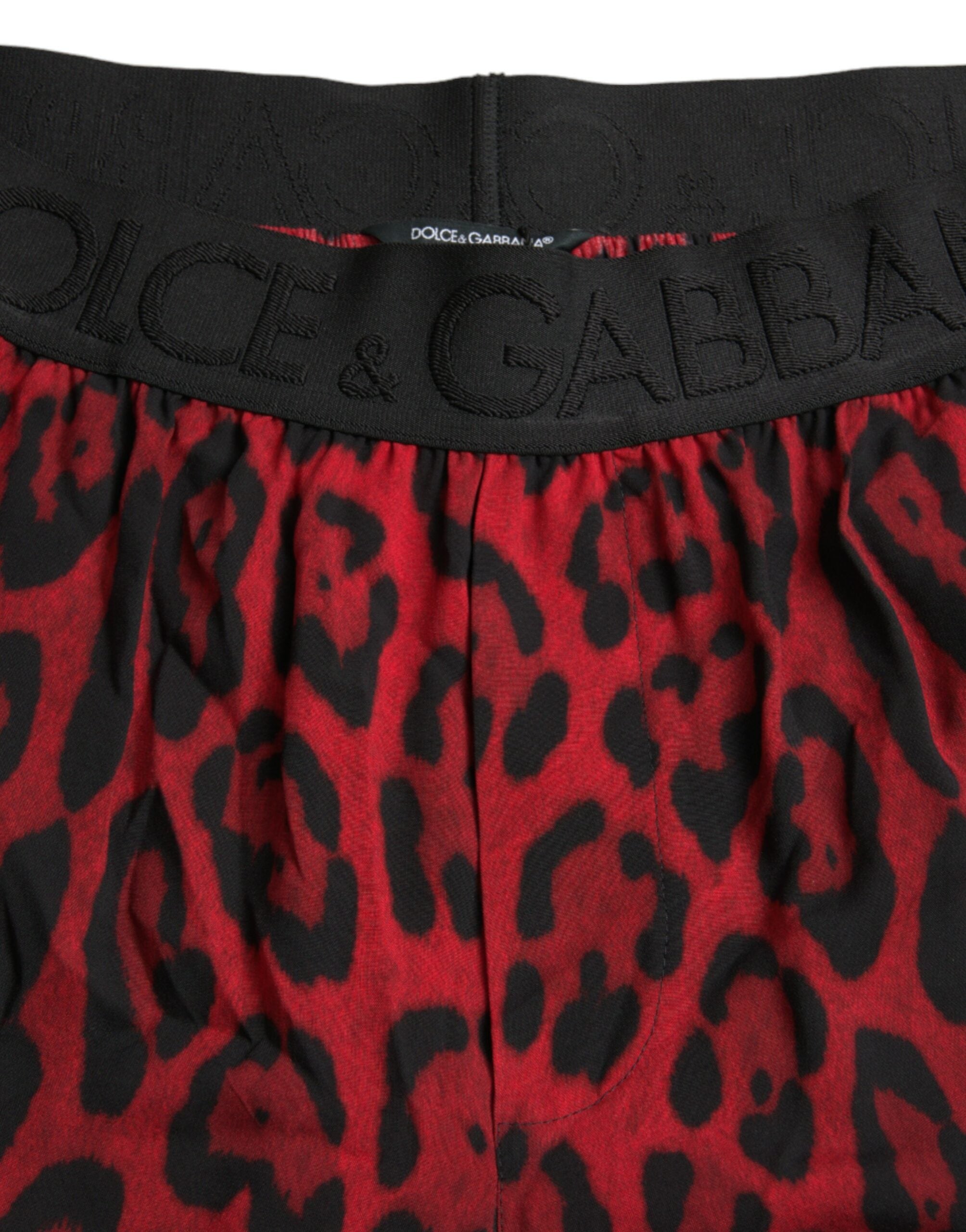 Dolce & Gabbana Röda Leopardmönstrade Viskos Bermudashorts
