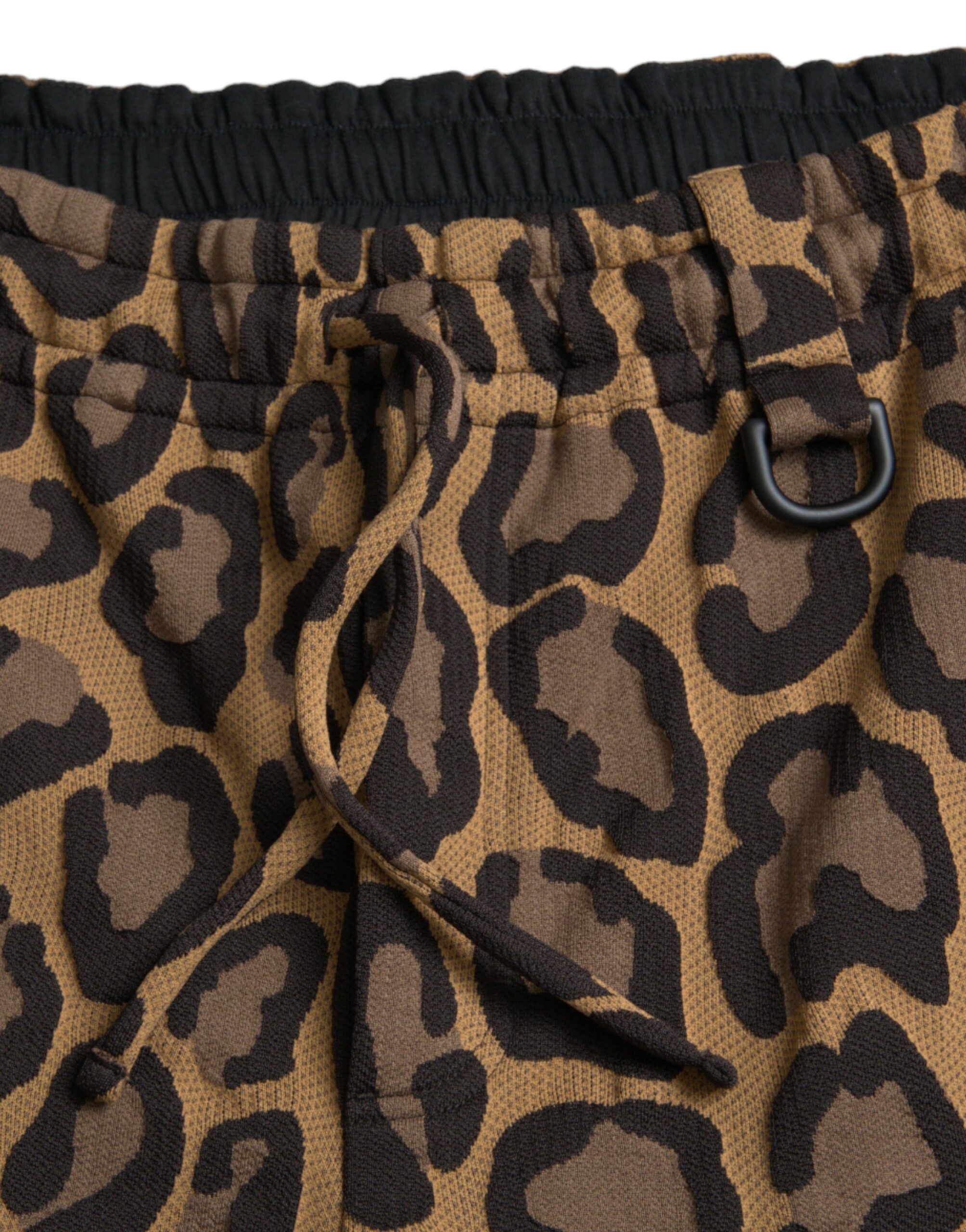Dolce & Gabbana Bruna Leopardmönstrade Joggingbyxor i Polyester
