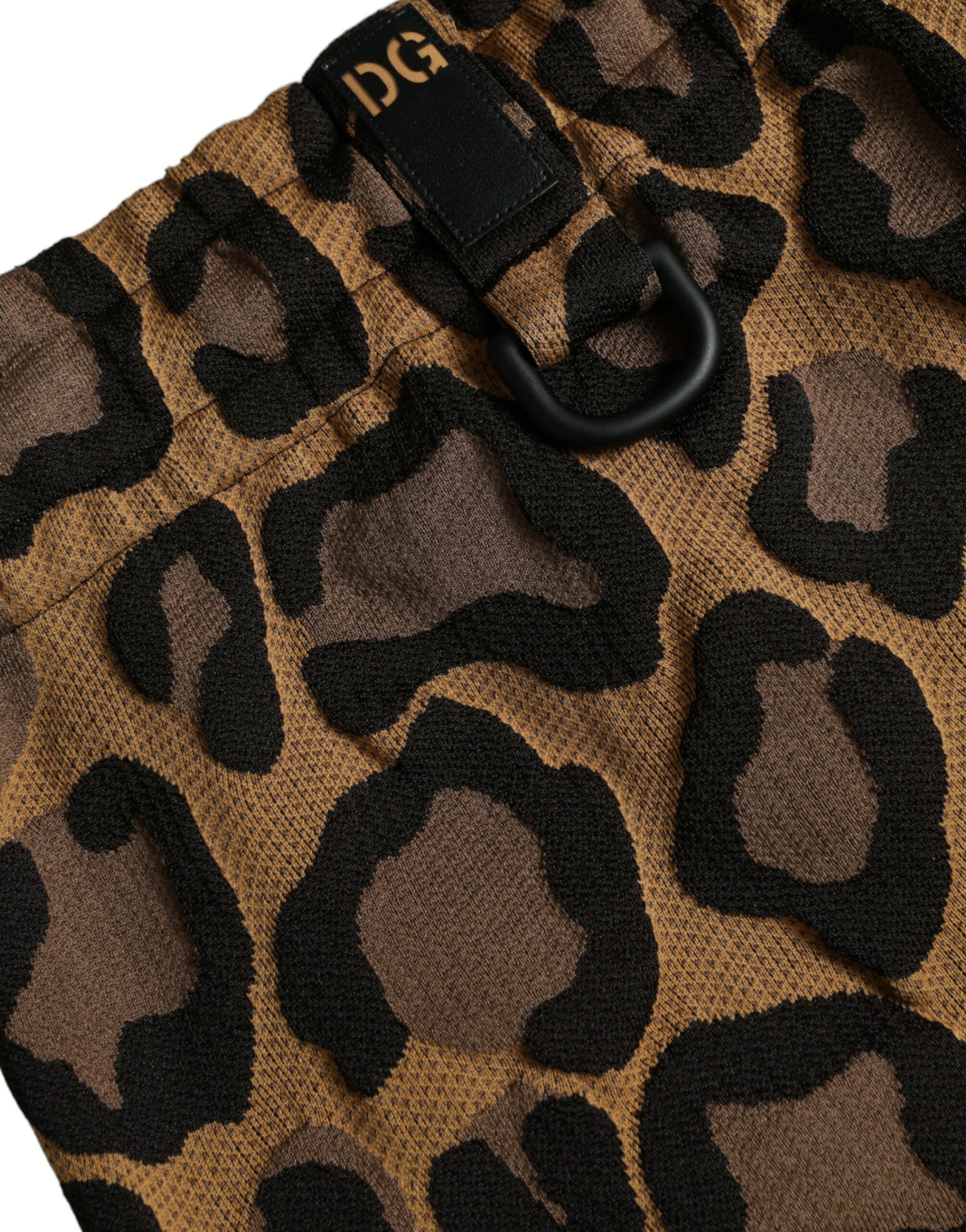 Dolce & Gabbana Bruna Leopardmönstrade Joggingbyxor i Polyester