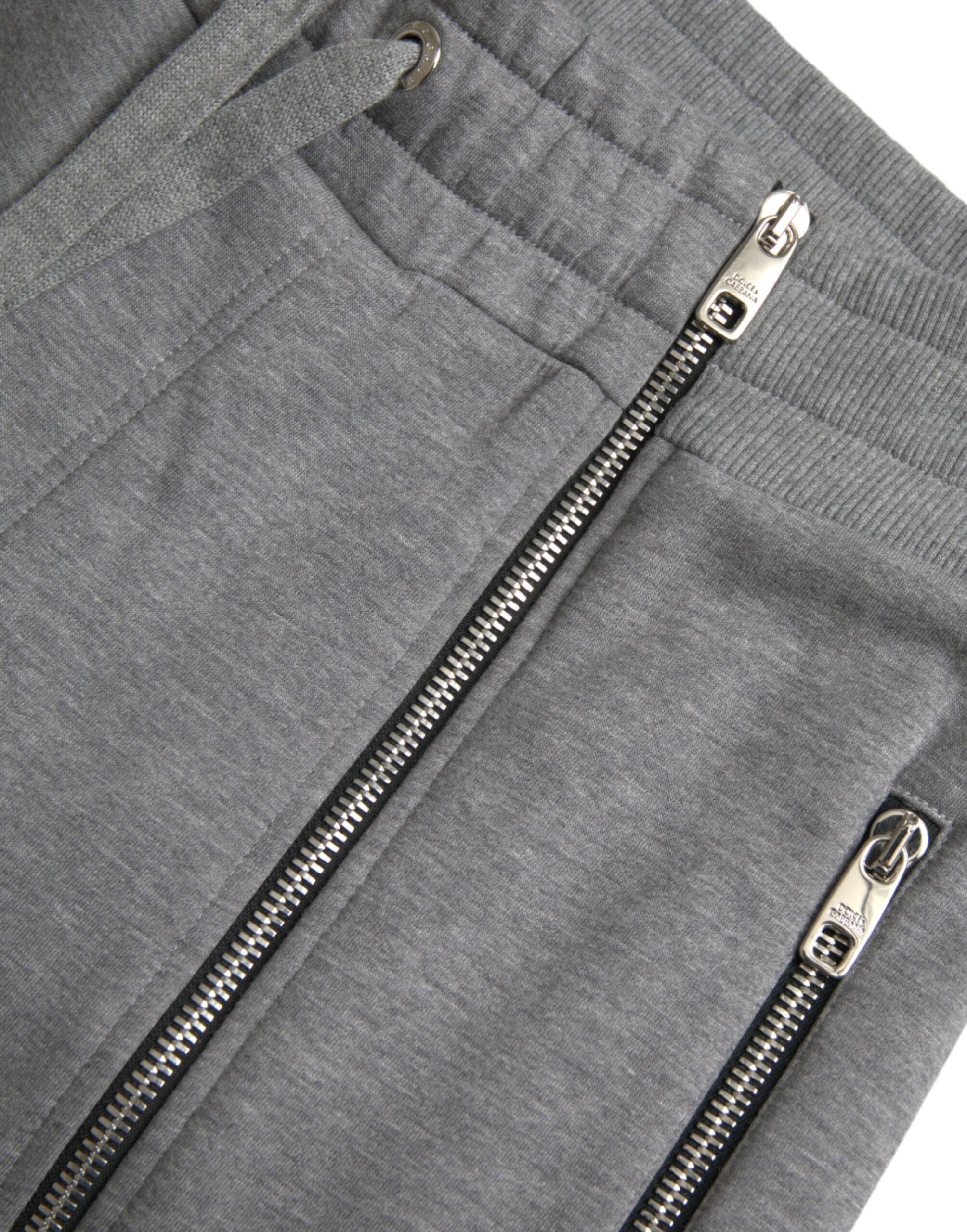 Dolce & Gabbana Grå Bomull Jogger Skinny Träningsbyxor