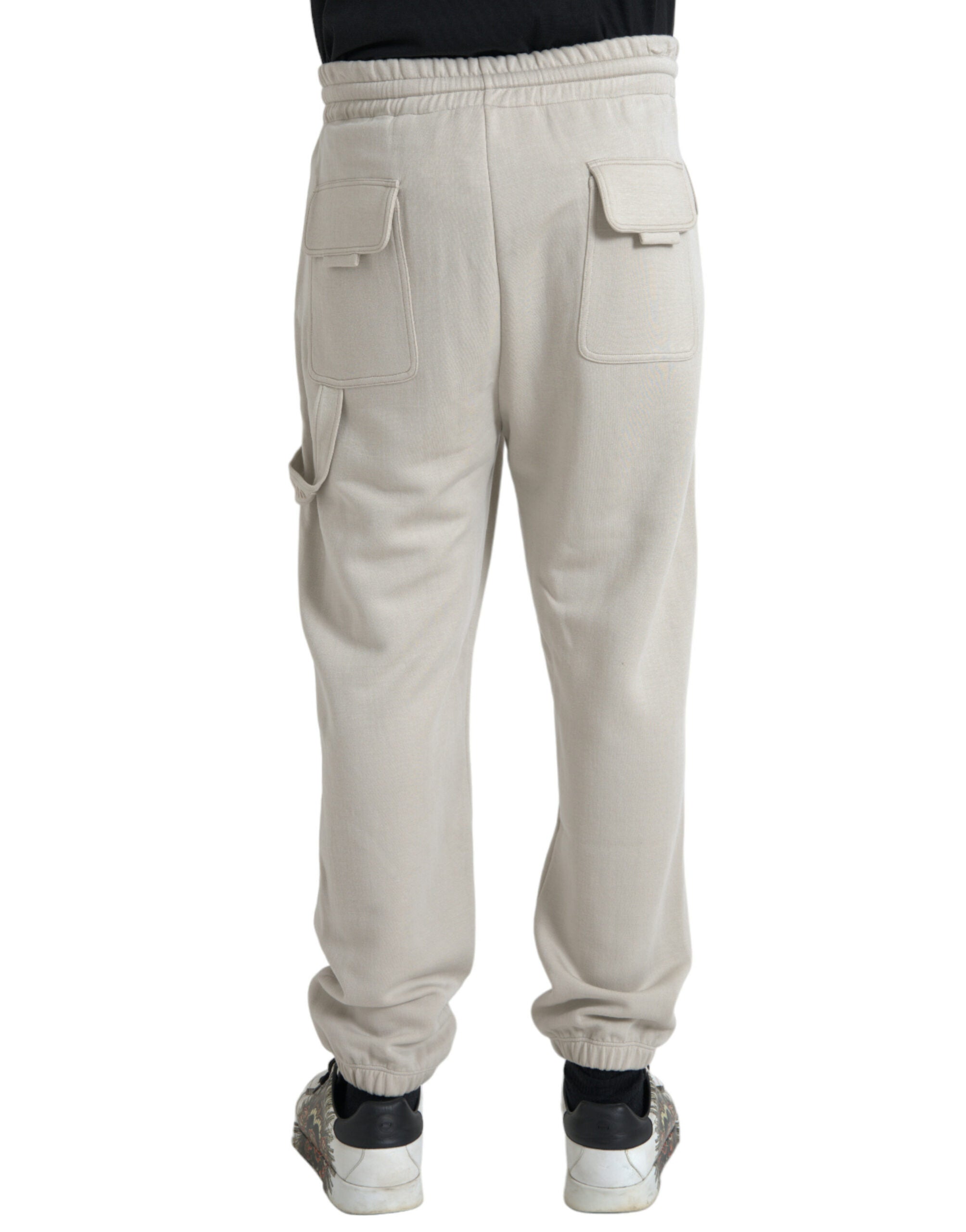 Dolce & Gabbana Off White Viskos Cargo Jogger Träningsbyxor Byxor