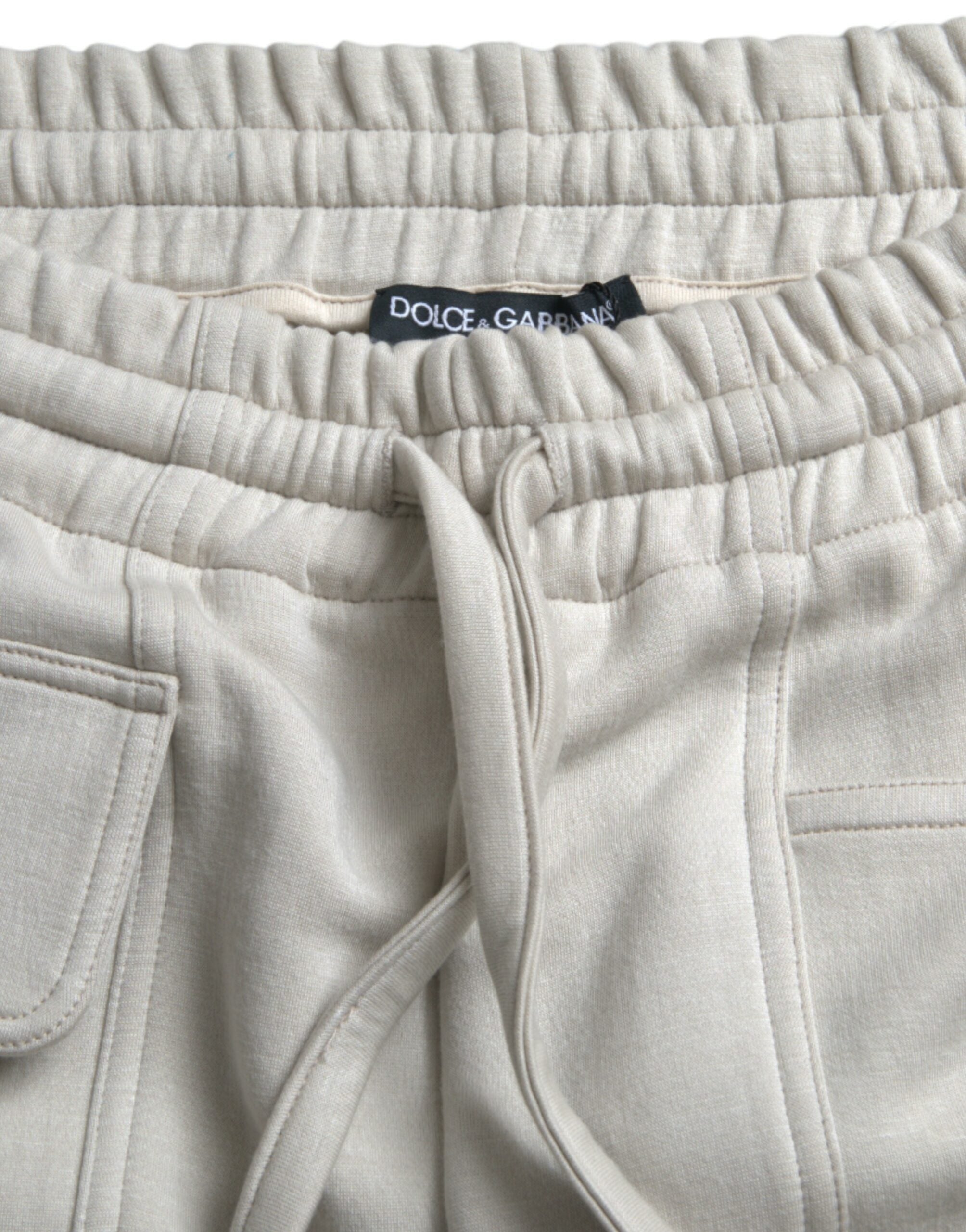 Dolce & Gabbana Off White Viskos Cargo Jogger Träningsbyxor Byxor