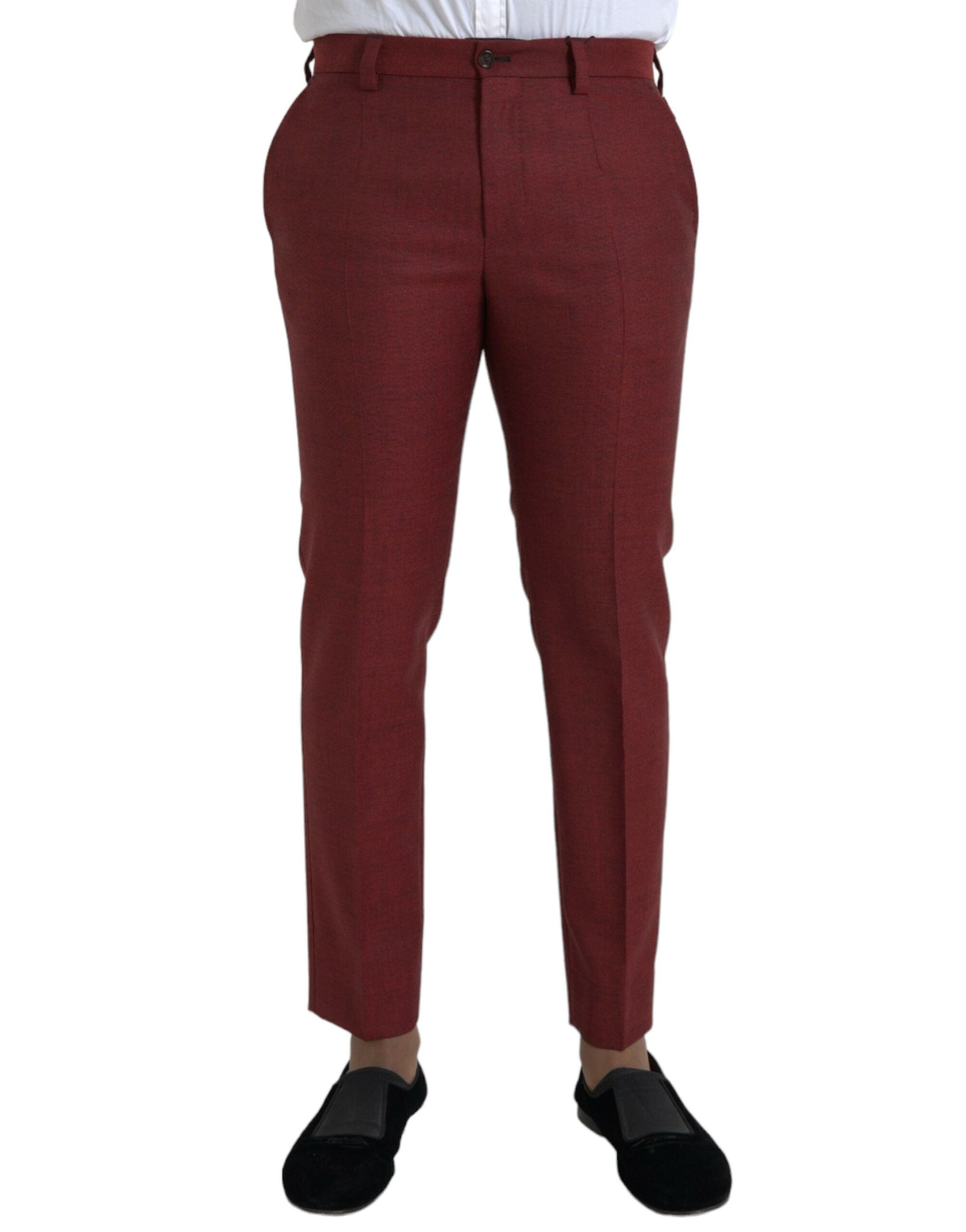 Dolce & Gabbana Rödbruna Ull Herr Skinny Dress Pants