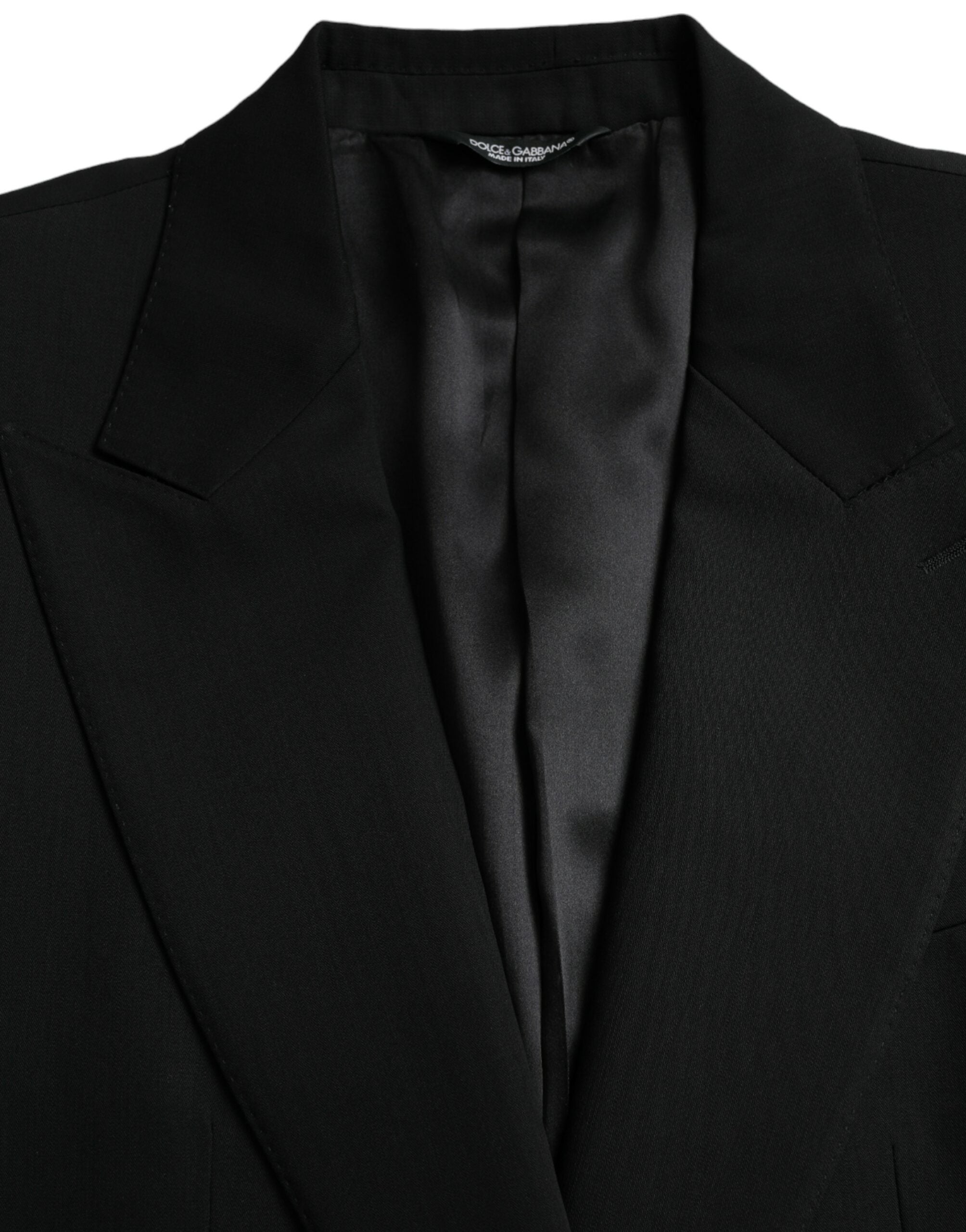 Dolce & Gabbana Svart Ull Peak Enkelknäppt Kavaj