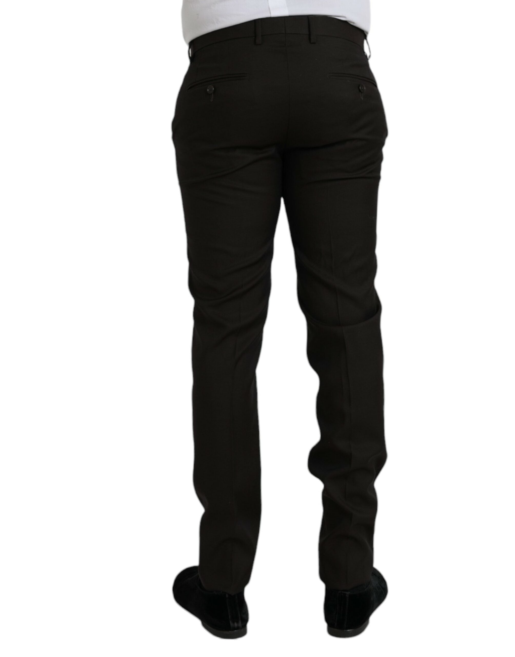 Dolce & Gabbana Mörkbruna Ull Slim Fit Formella Byxor