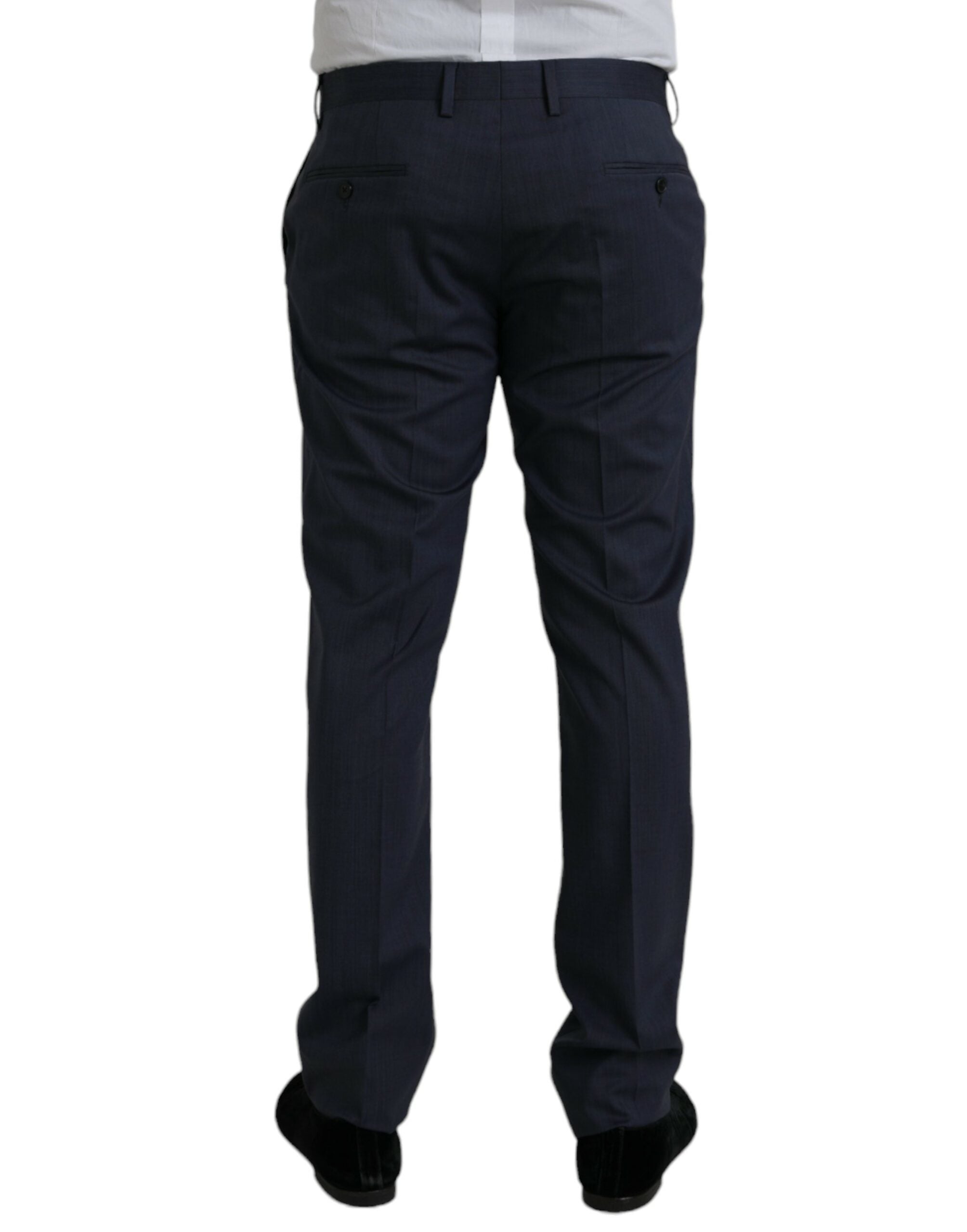 Dolce & Gabbana Blå Ull Slim Fit Klänning Formella Byxor
