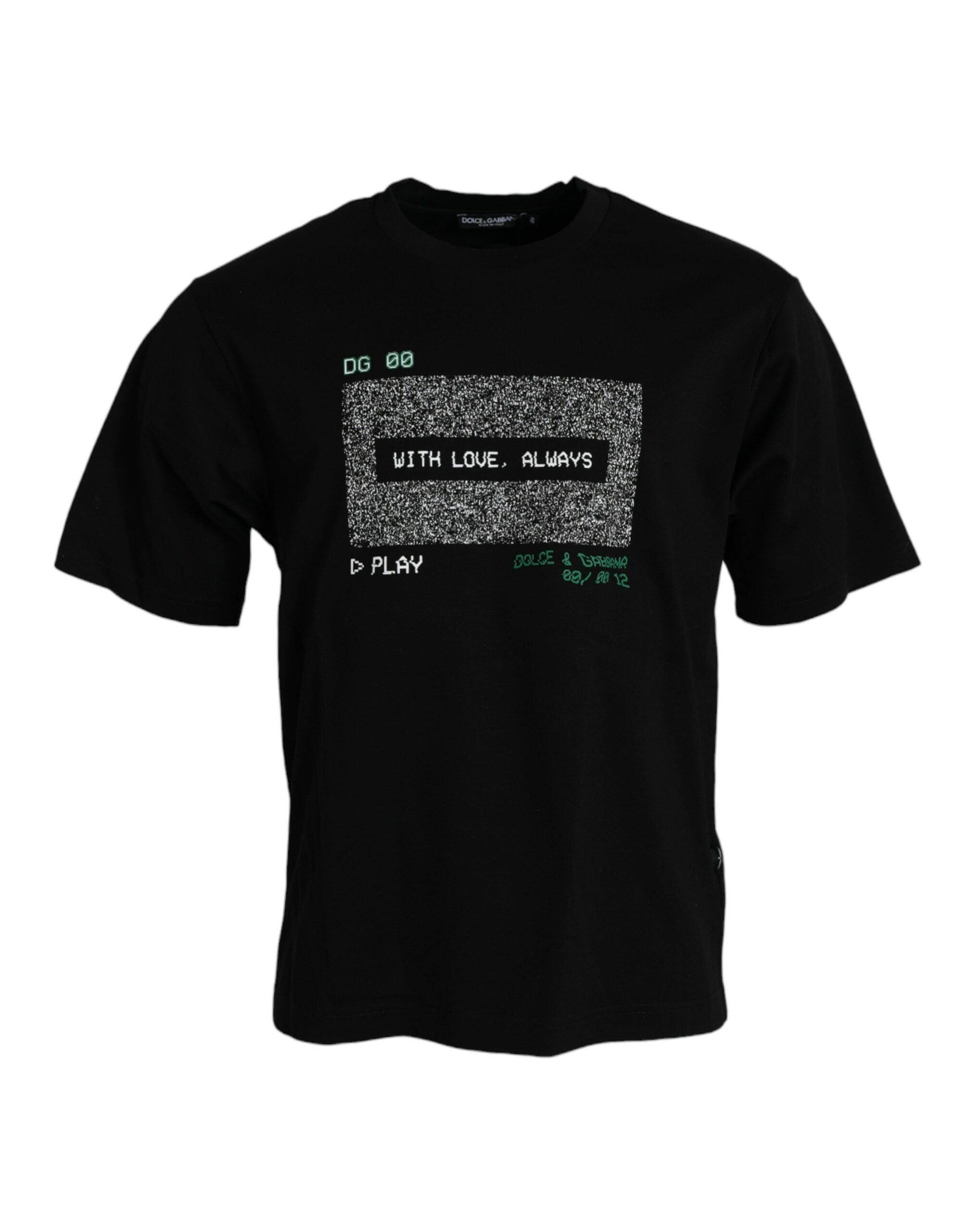Dolce & Gabbana Svart T-shirt med rund halsringning och kärlekstryck