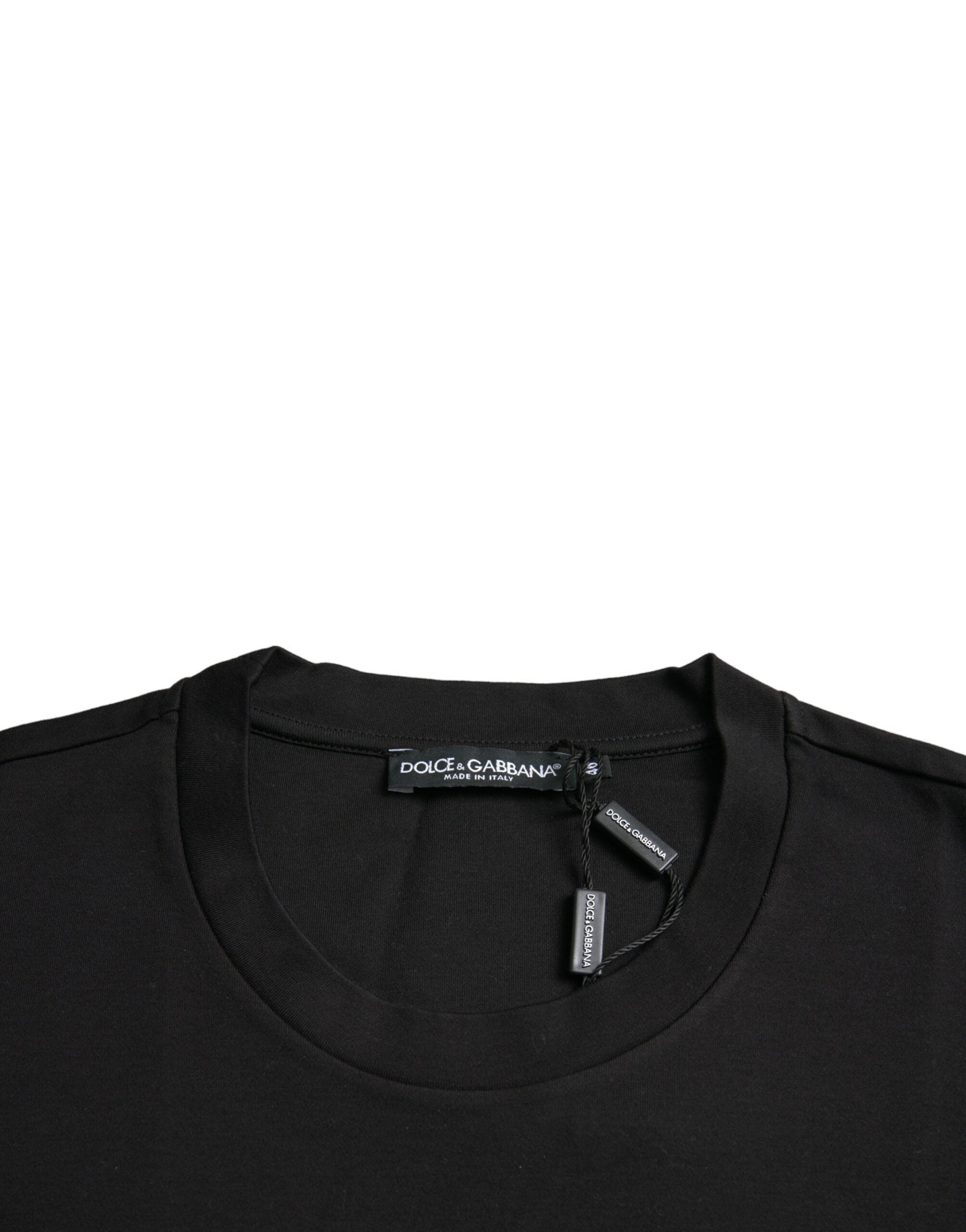 Dolce & Gabbana Svart T-shirt med rund halsringning och kärlekstryck