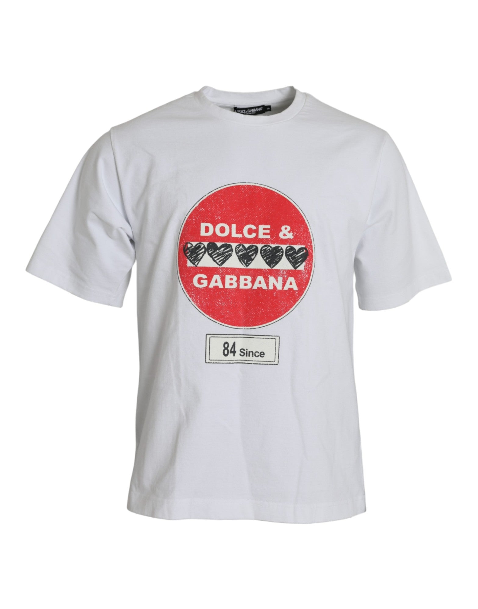 Dolce & Gabbana Vit Amor Heart Bomull Rundringad Kortärmad T-shirt