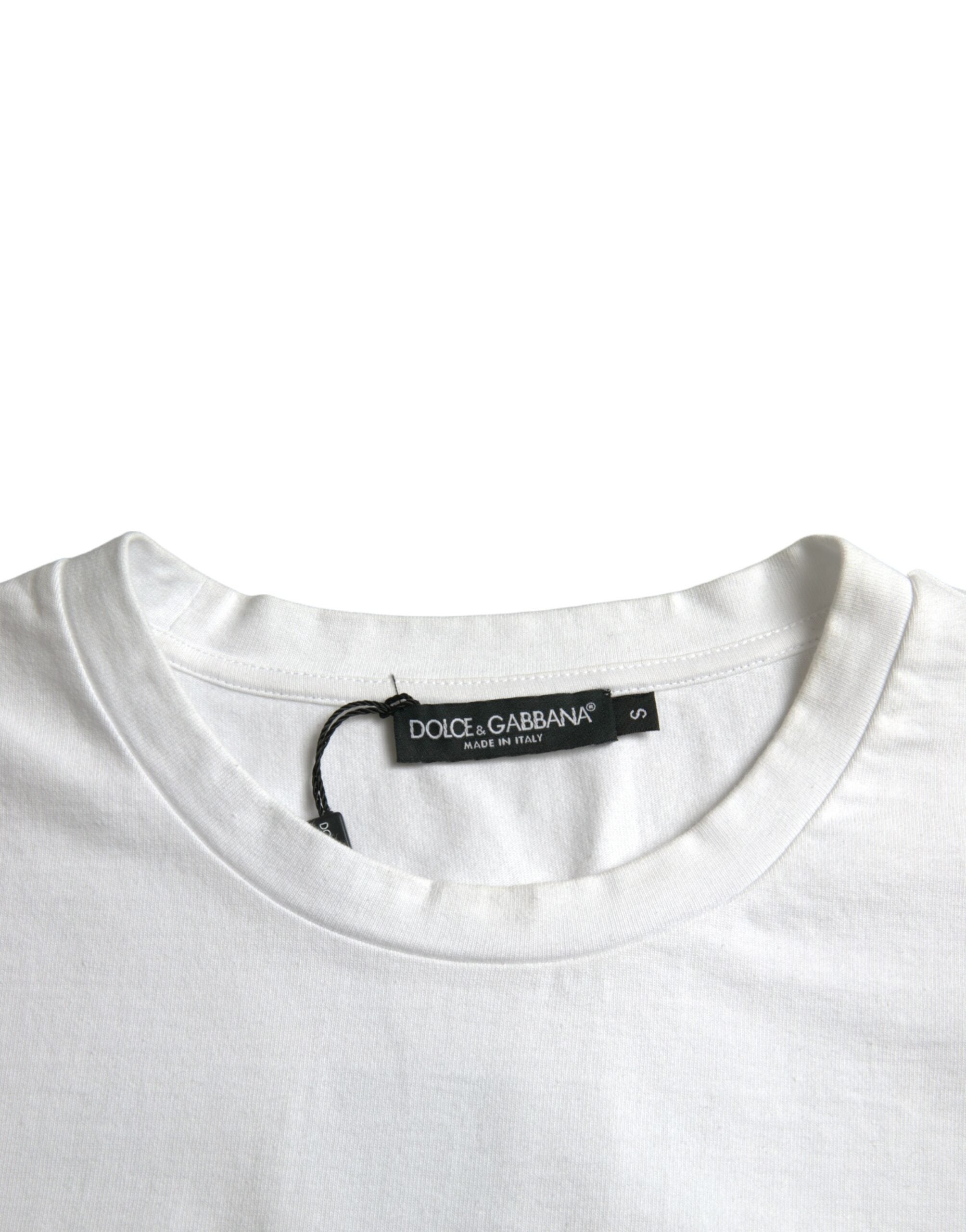 Dolce & Gabbana Vit Amor Heart Bomull Rundringad Kortärmad T-shirt