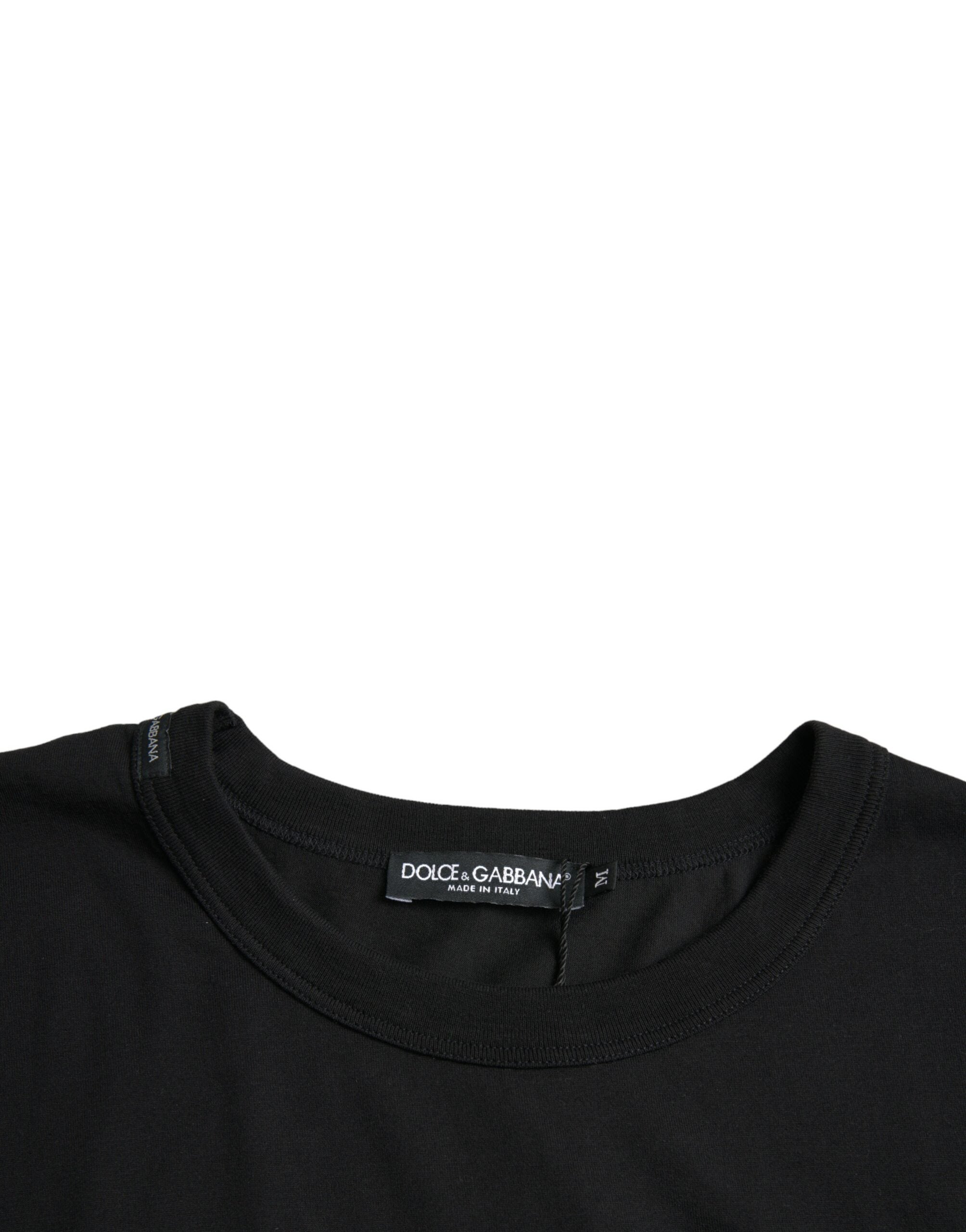 Dolce & Gabbana svart t-shirt med präglad logotyp och rund halsringning, korta ärmar