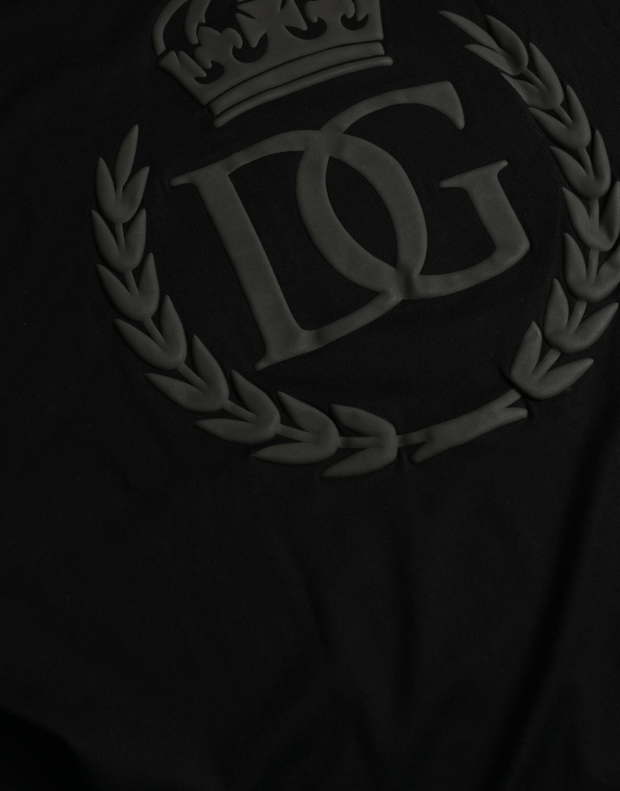 Dolce & Gabbana svart t-shirt med präglad logotyp och rund halsringning, korta ärmar