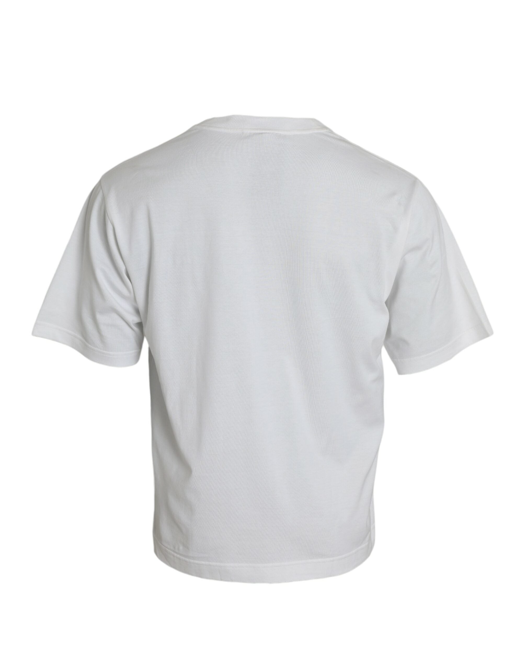 Dolce & Gabbana Vit utsmyckad bomulls-t-shirt med rund halsringning