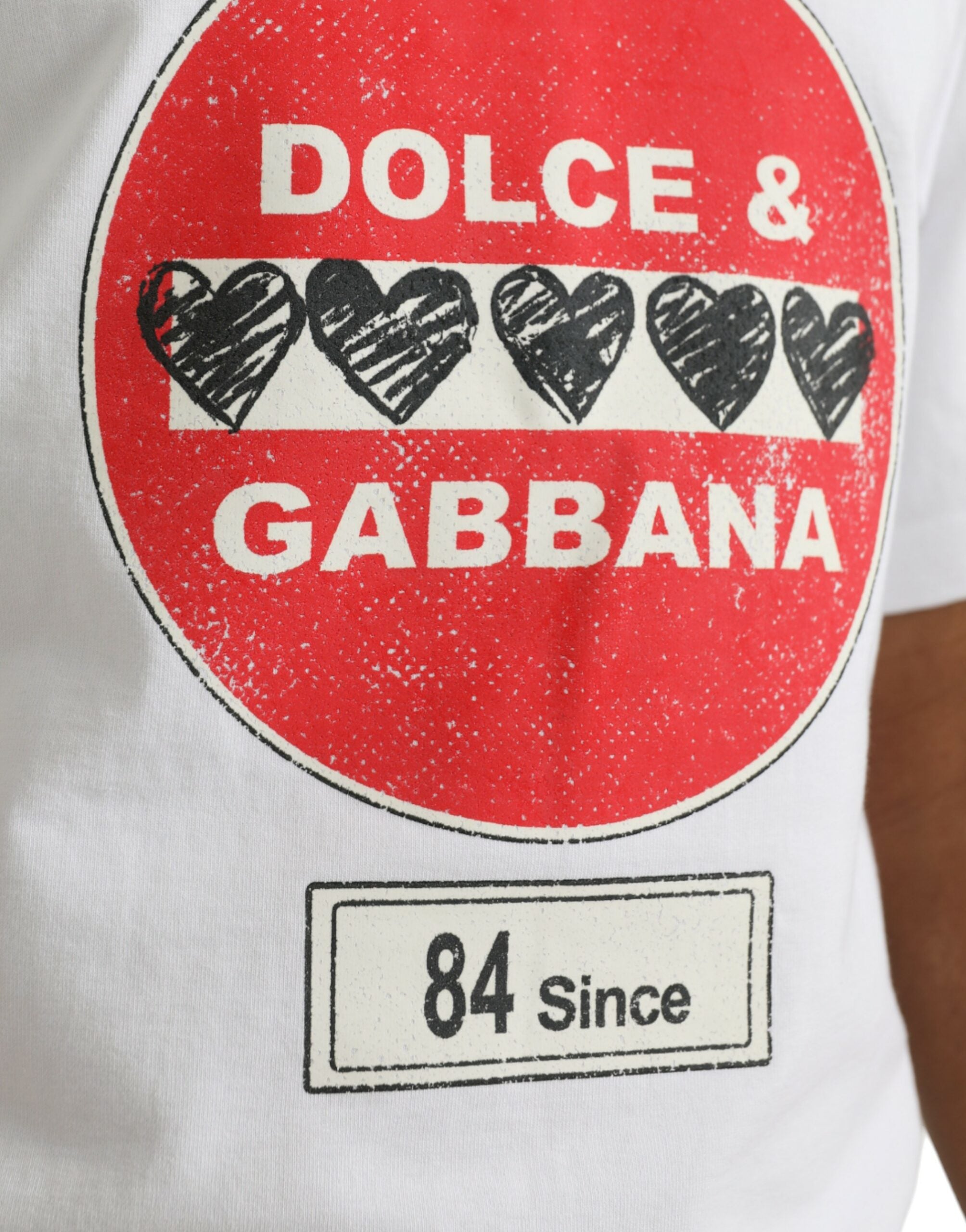 Dolce & Gabbana Vit Amor Heart Bomull Rundringad Kortärmad T-shirt