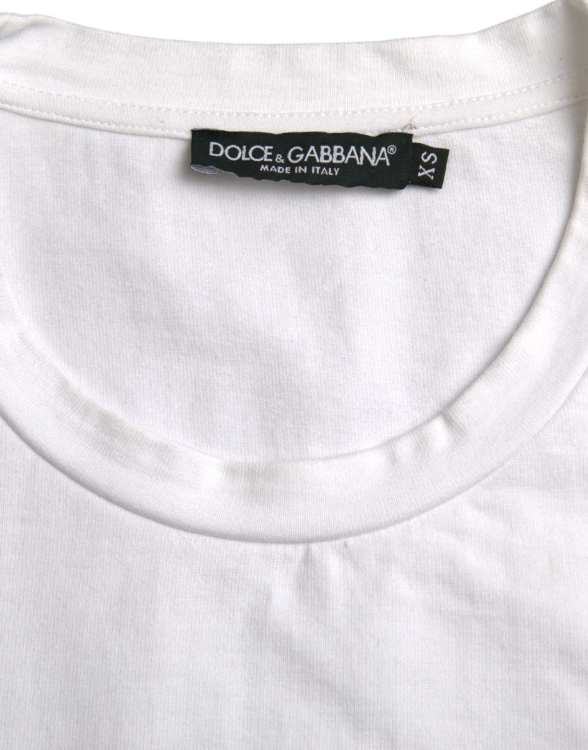 Dolce & Gabbana Vit Amor Heart Bomull Rundringad Kortärmad T-shirt