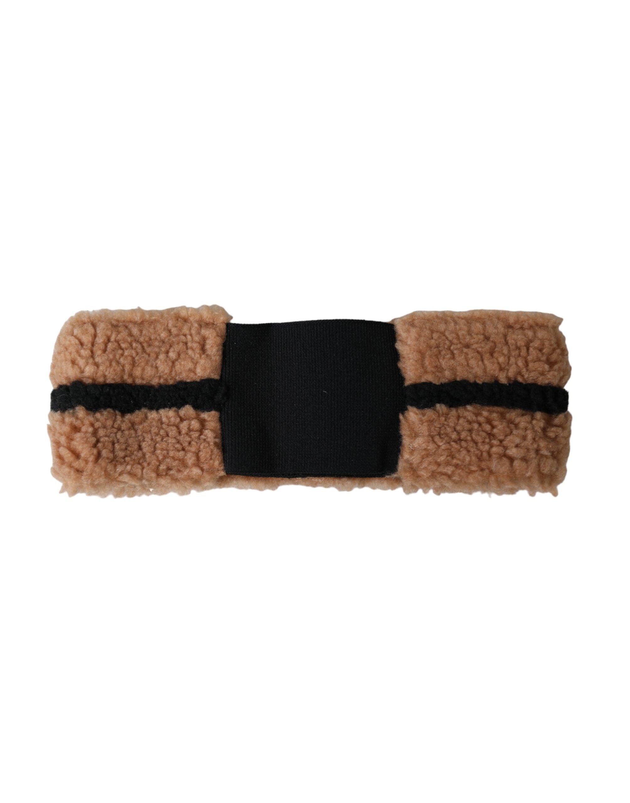 Dolce & Gabbana Brun Svart Fleece Ull Pannband Hatt Herr