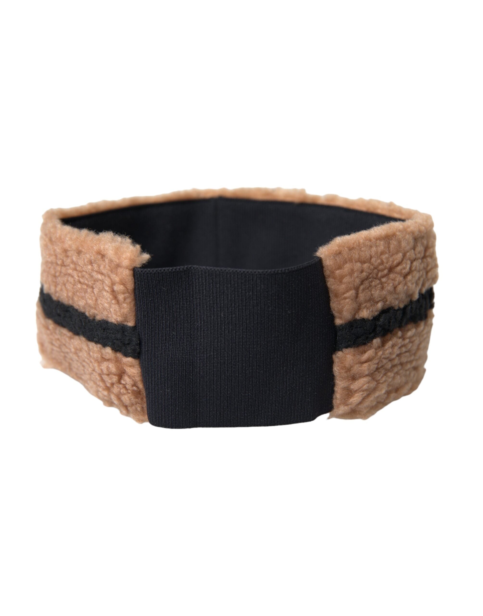 Dolce & Gabbana Brun Svart Fleece Ull Pannband Hatt Herr