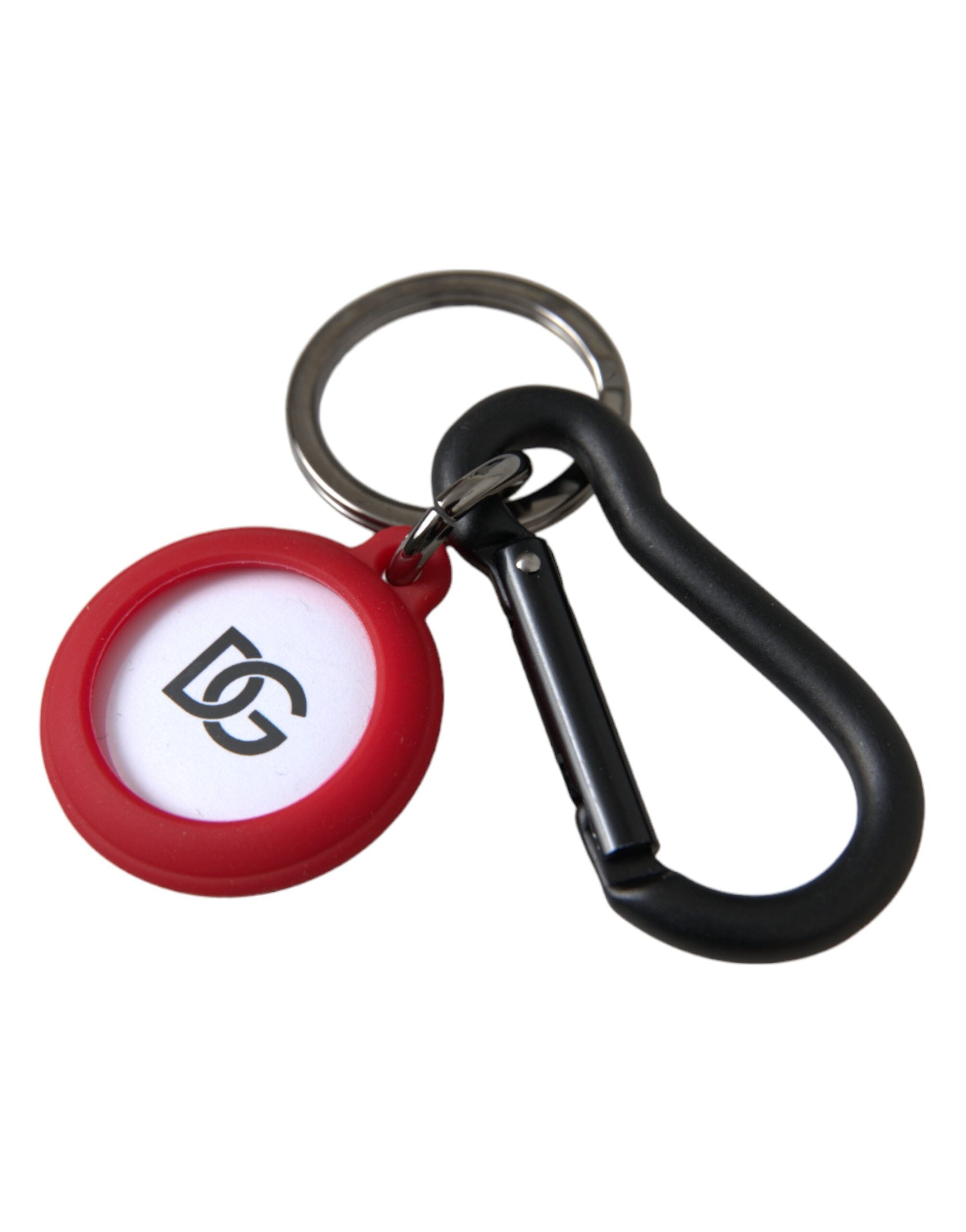 Dolce & Gabbana Röd Gummi DG Logo Rund Metall Mässingsnyckelring
